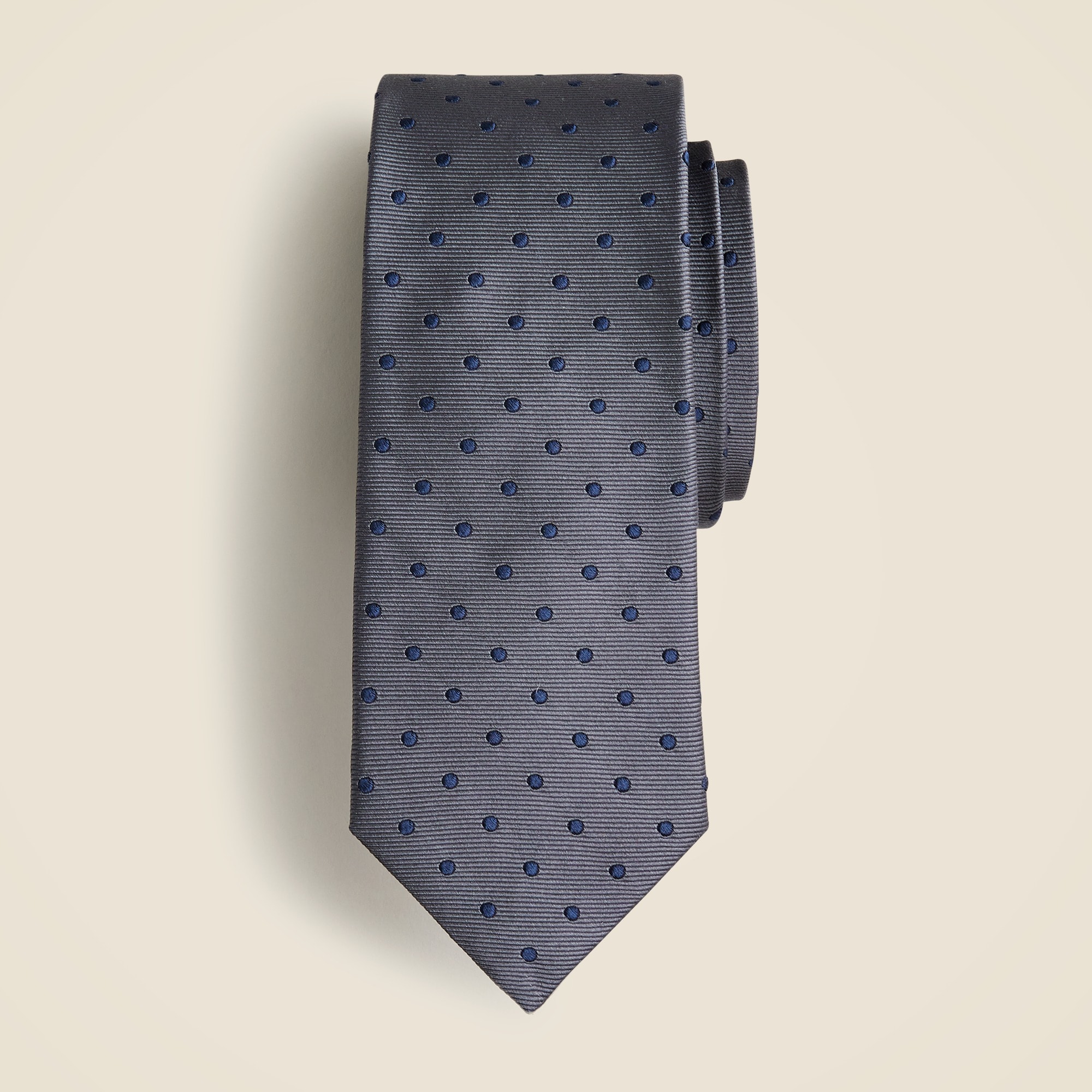 mens Italian silk repp tie in dot