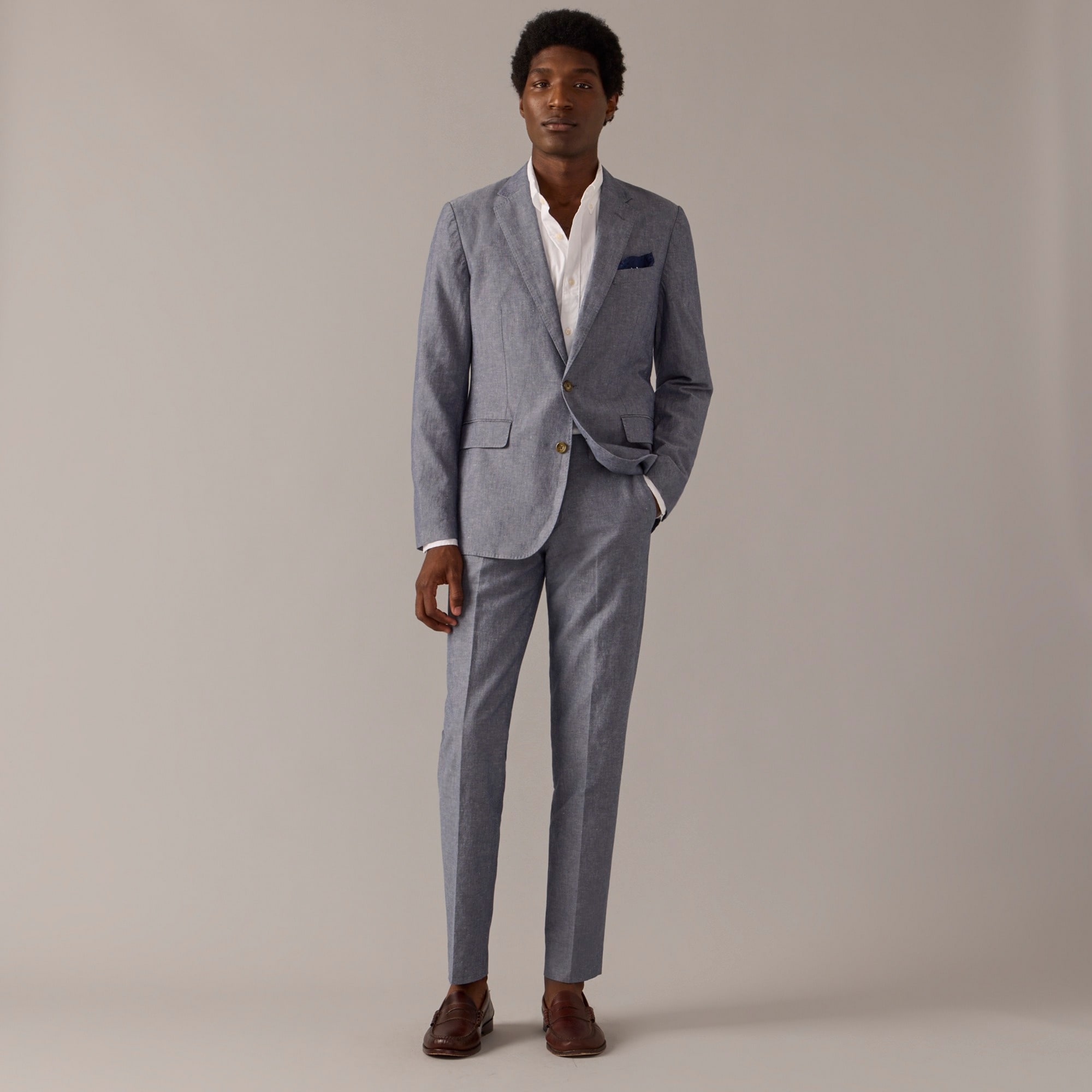 mens Ludlow Slim-fit unstructured suit jacket in Irish cotton-linen blend