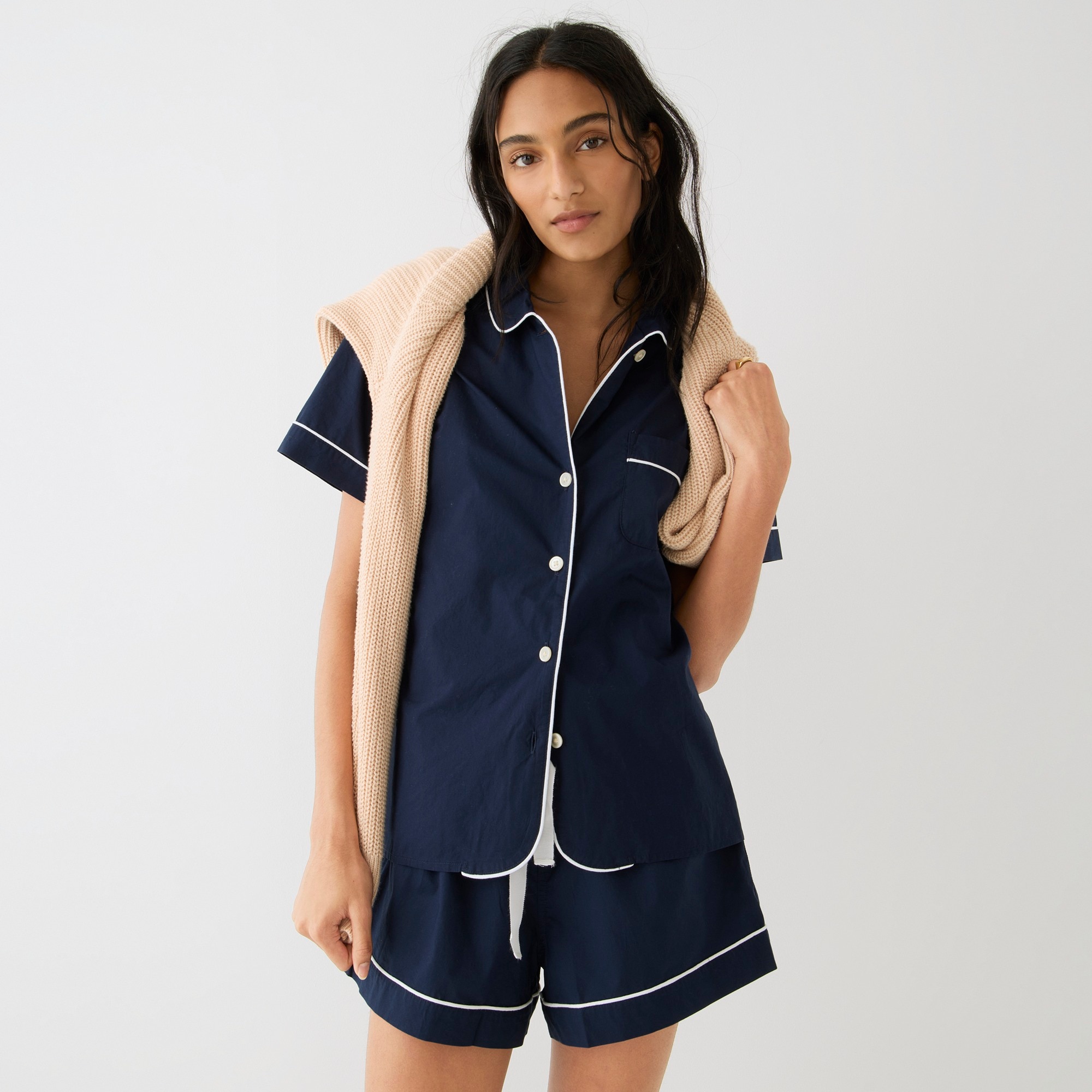 womens End-on-end cotton pajama short set