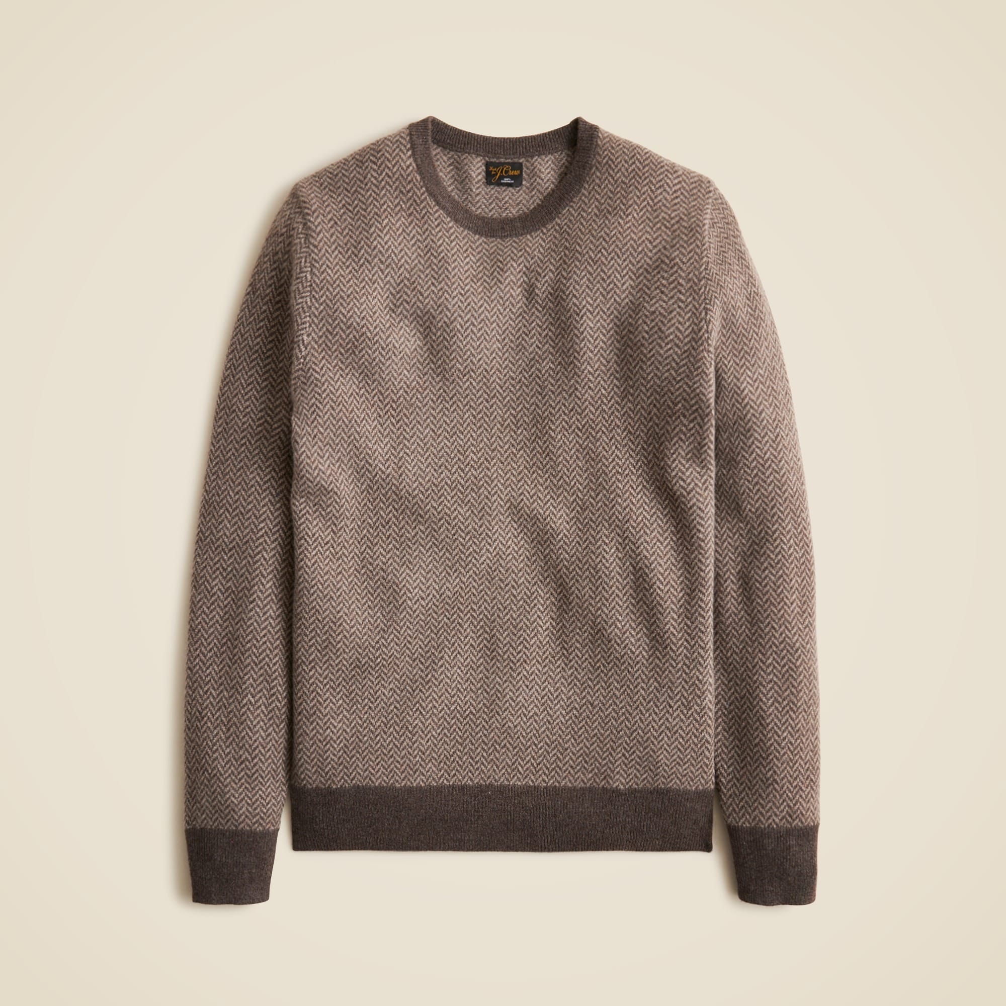 mens Cashmere herringbone jacquard crewneck sweater