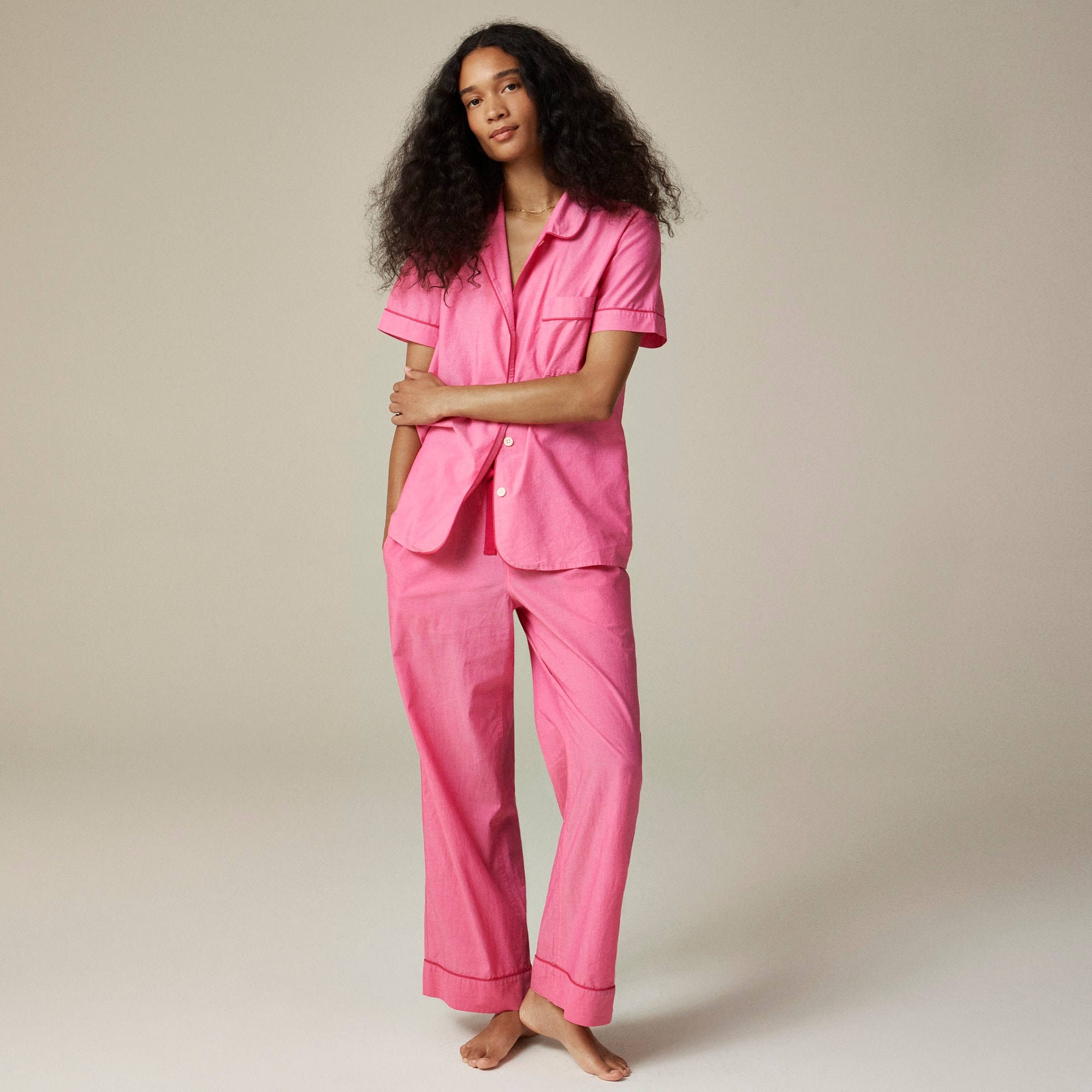 womens End-on-end cotton pajama pant set