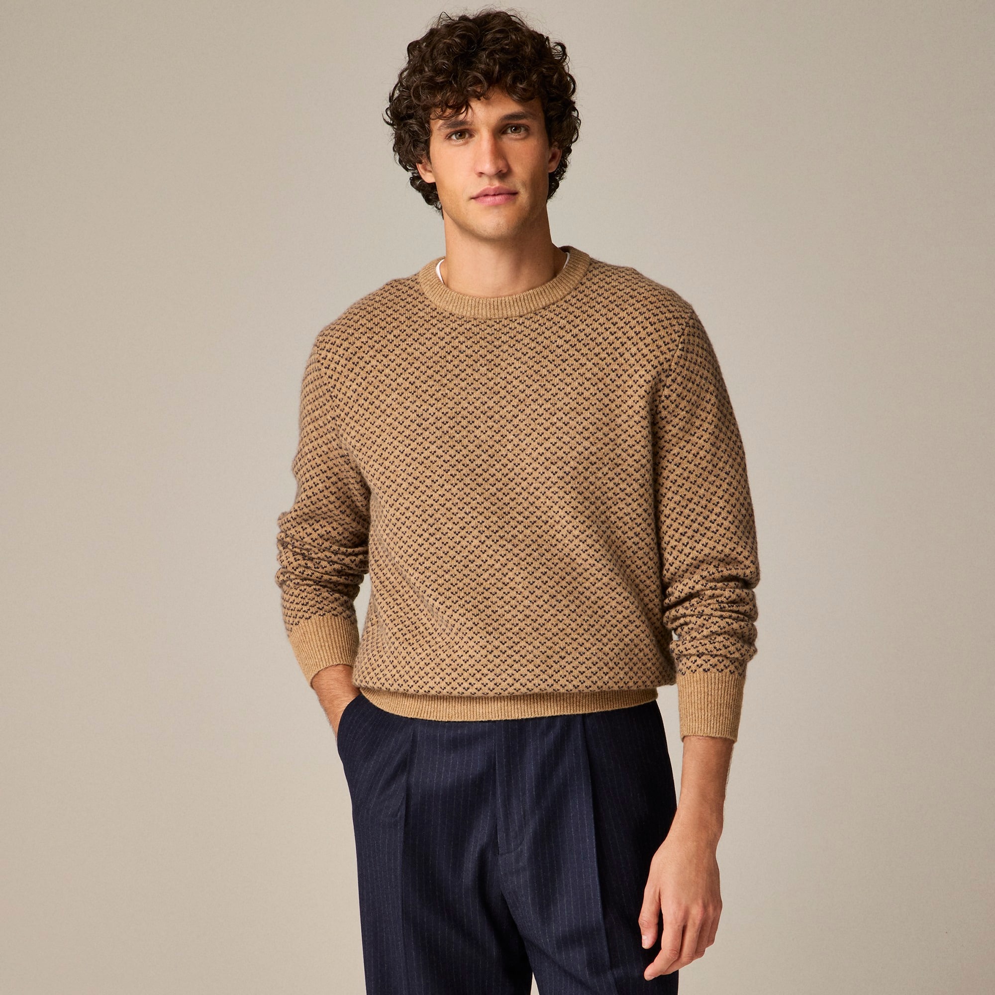 mens Rugged merino wool-blend bird's-eye sweater