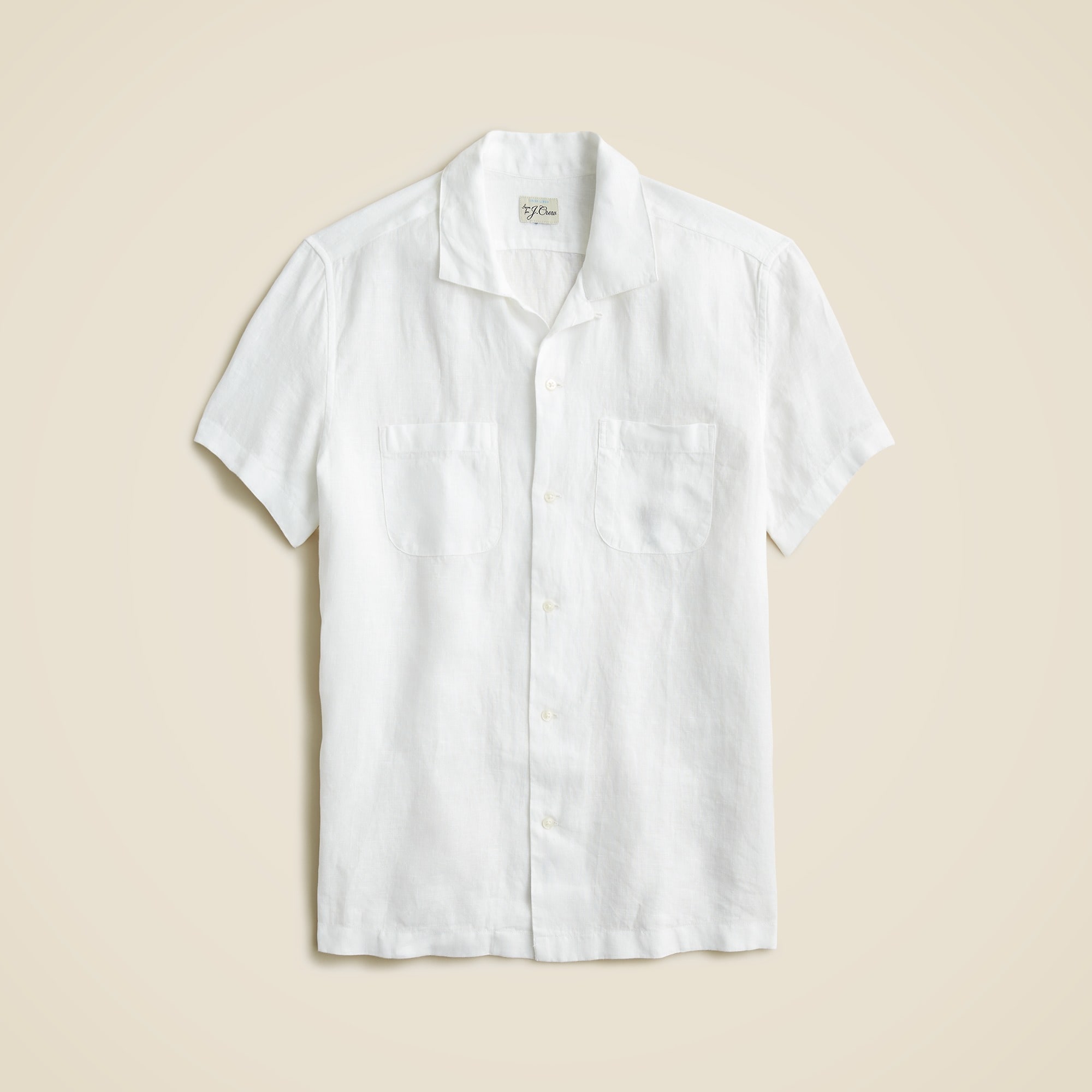  Short-sleeve camp-collar shirt in Irish linen