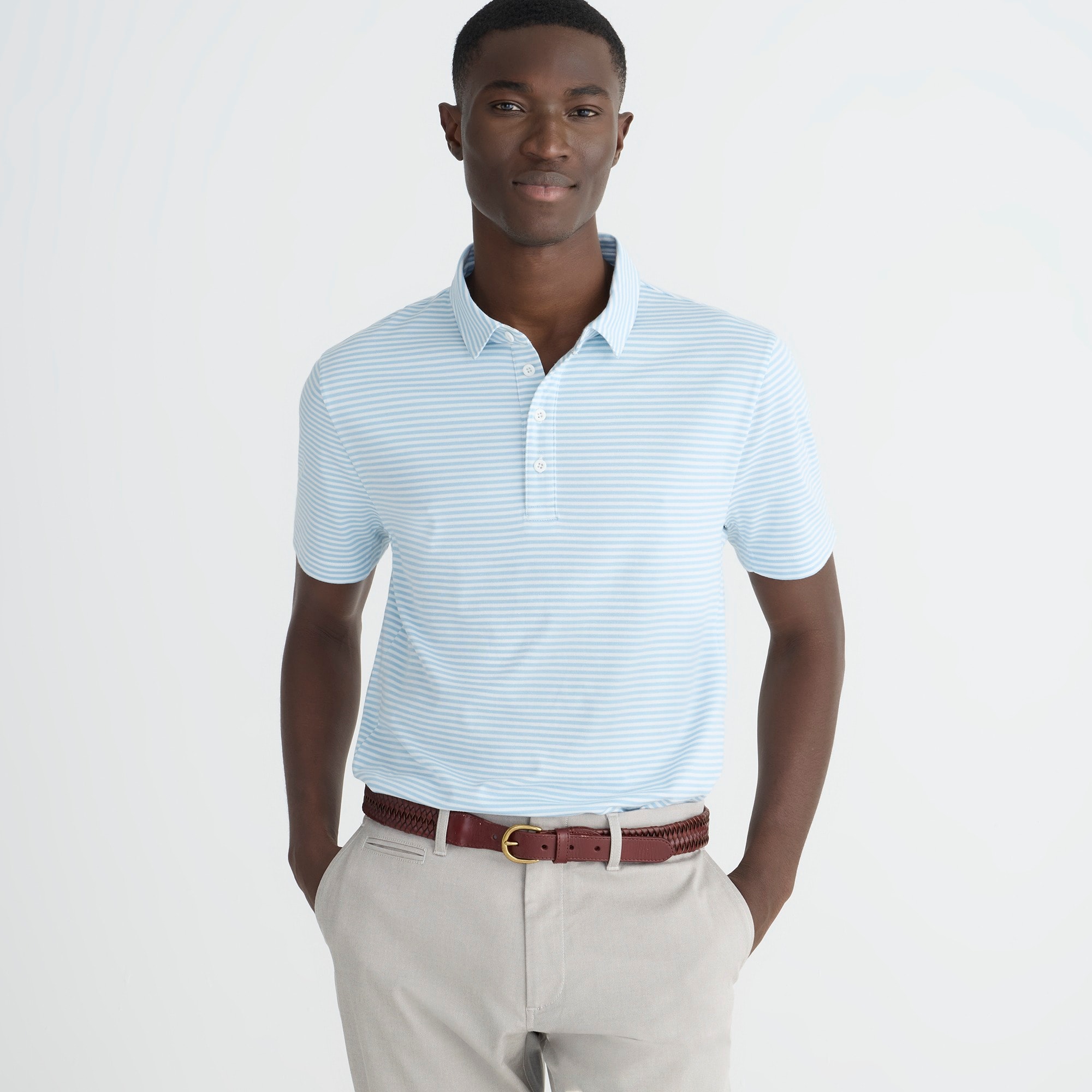 mens Performance polo shirt with COOLMAX&reg; in stripe