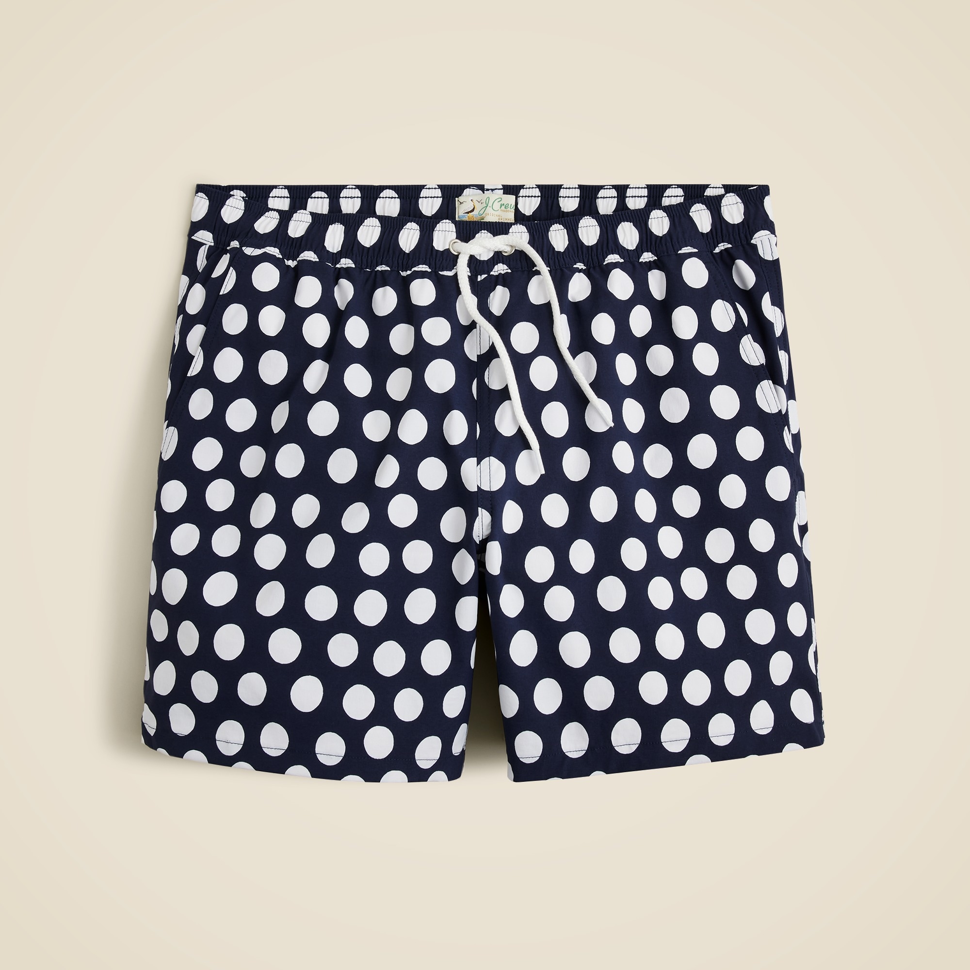  6'' stretch swim trunk in polka-dot print with ECONYL&reg; nylon