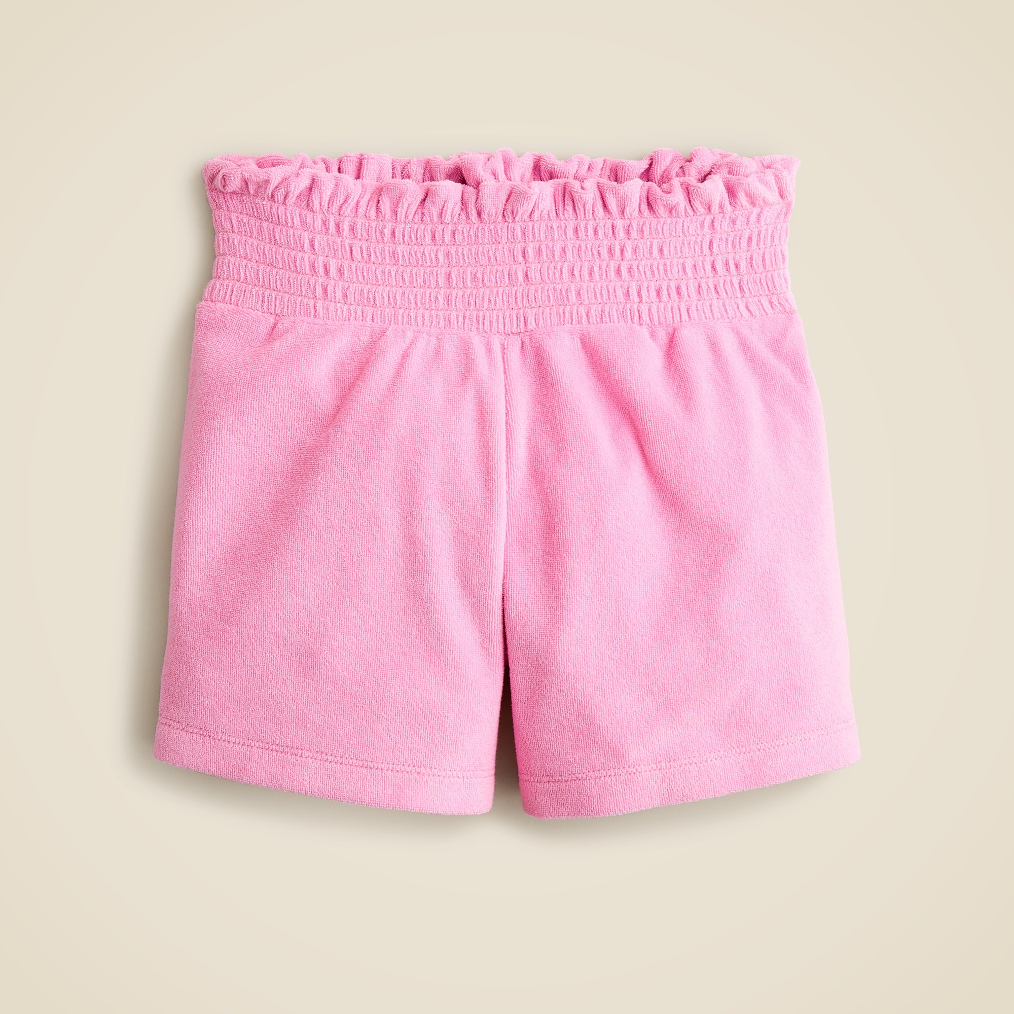  Girls' smocked-waist short in towel terry