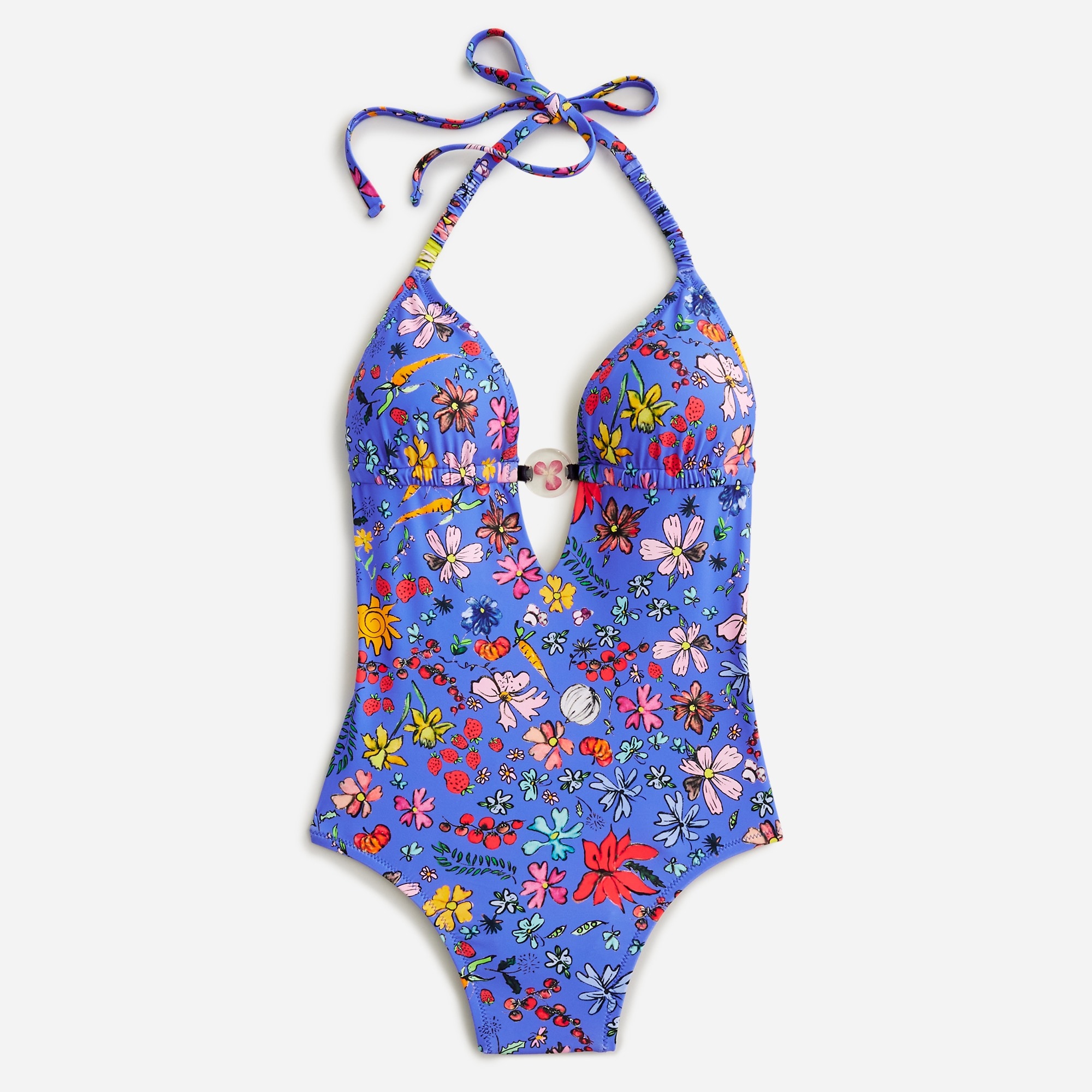  Dauphinette X J.Crew plunge one-piece swimsuit in cornucopia floral