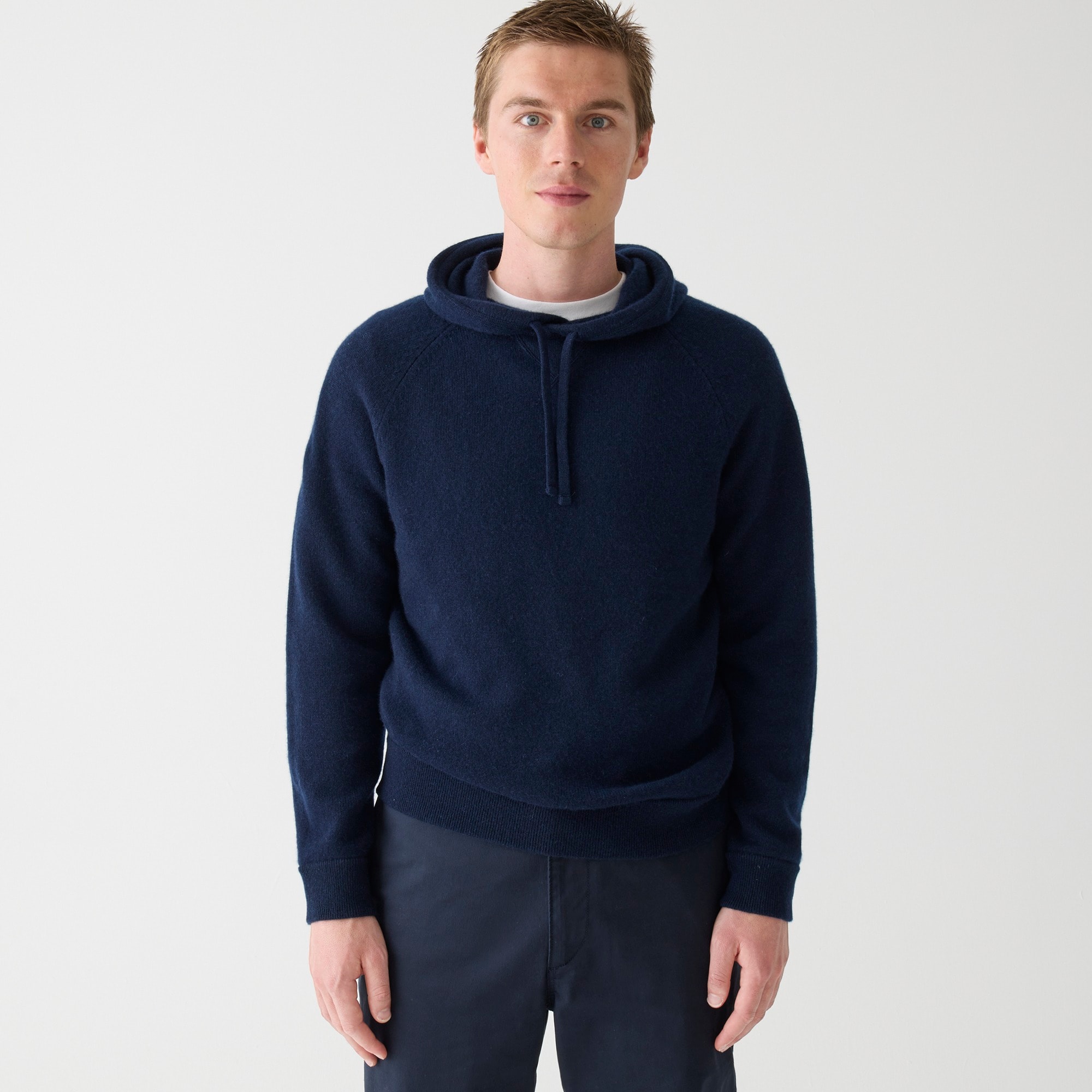 mens Midweight cashmere raglan-sleeve hooded sweater