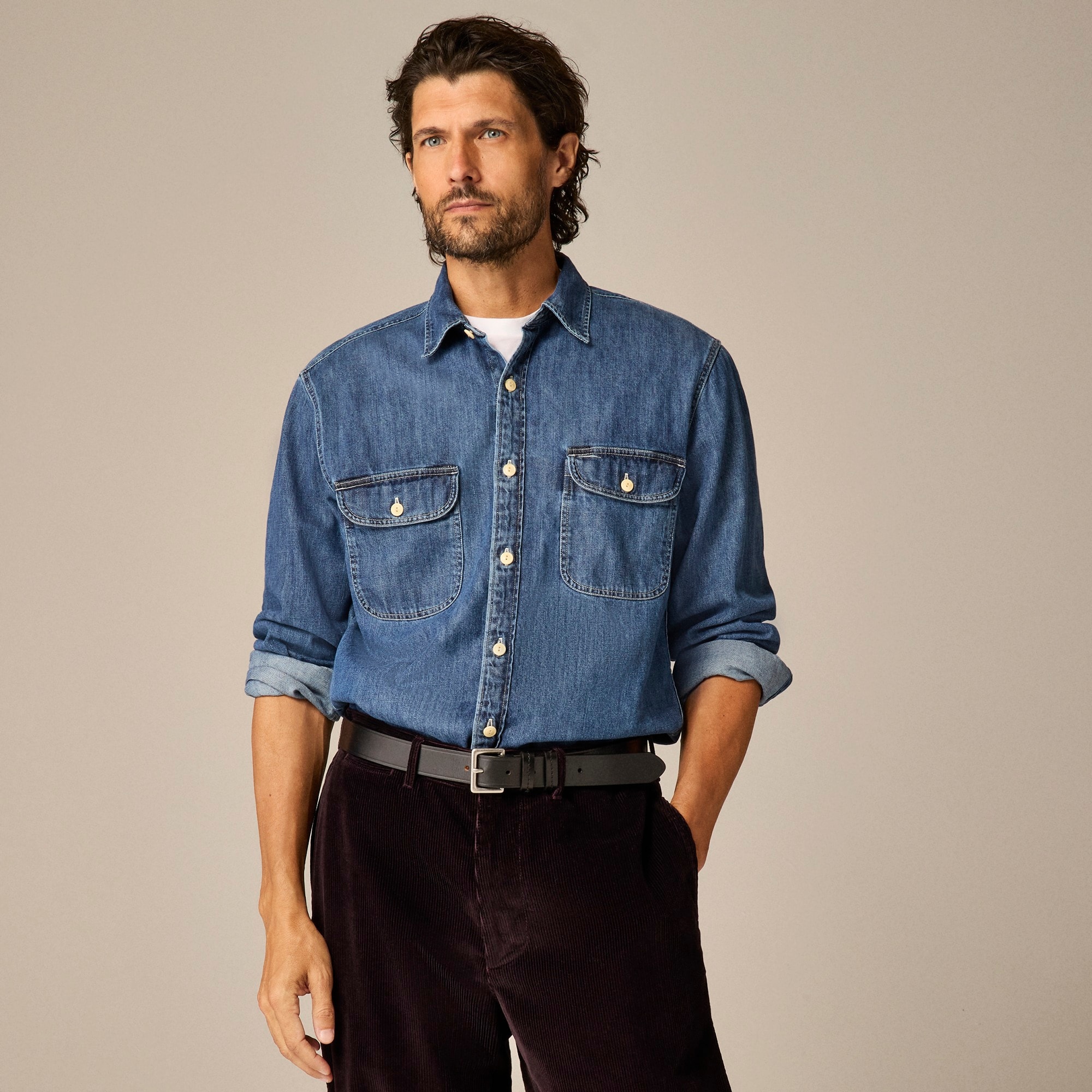 mens Midweight denim workshirt