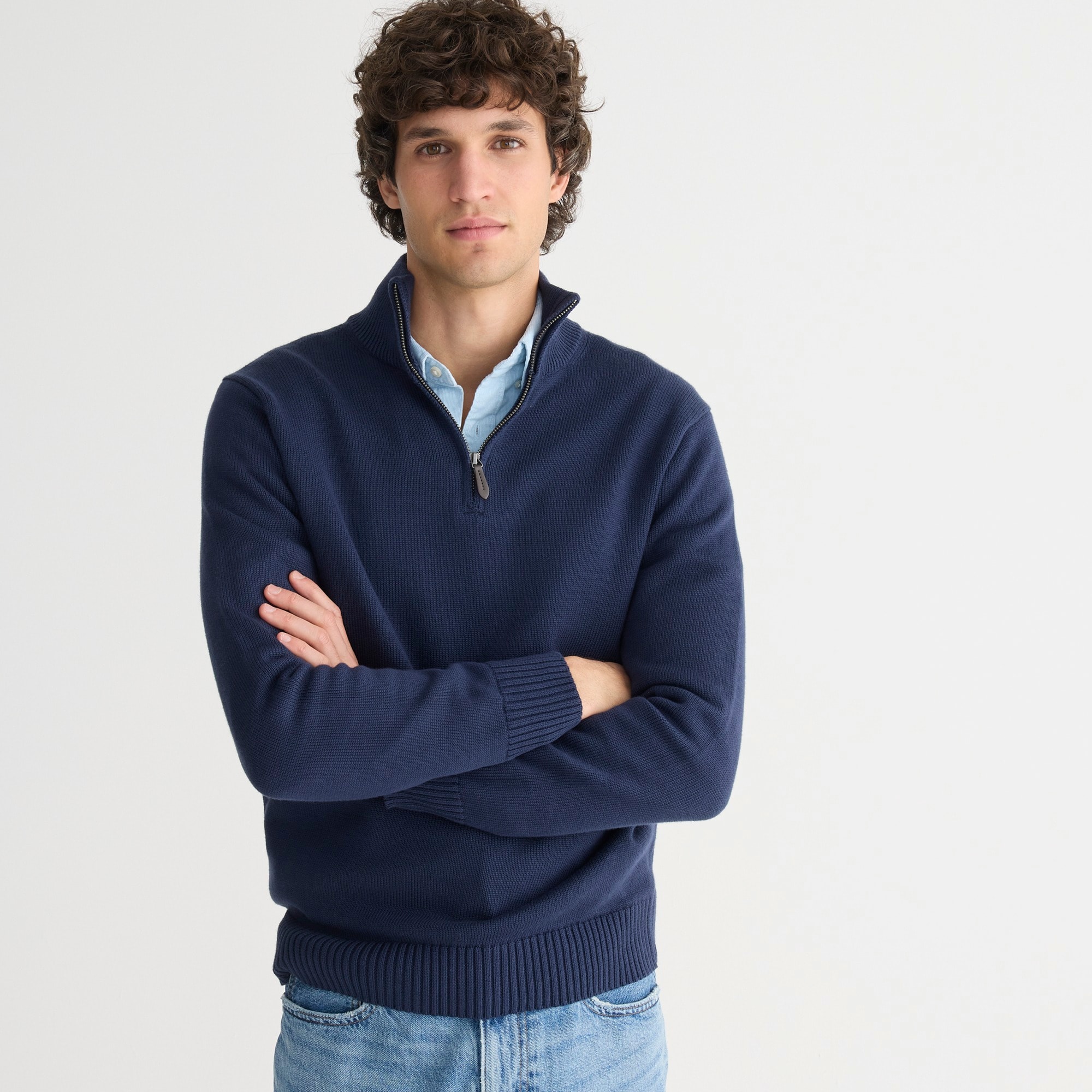 mens Heritage cotton half-zip sweater