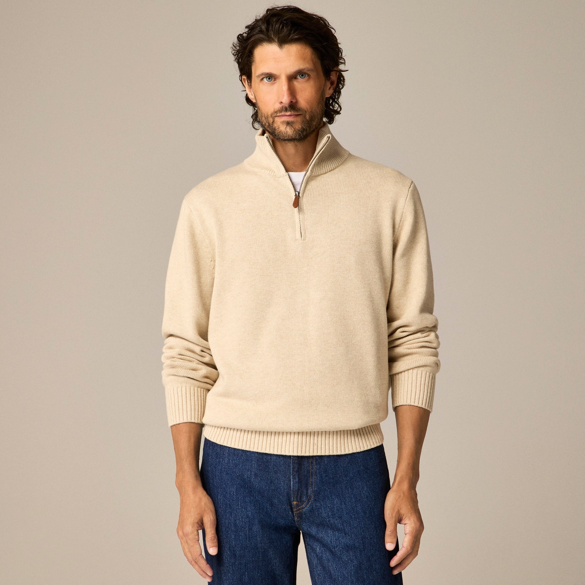 mens Heritage cotton half-zip sweater