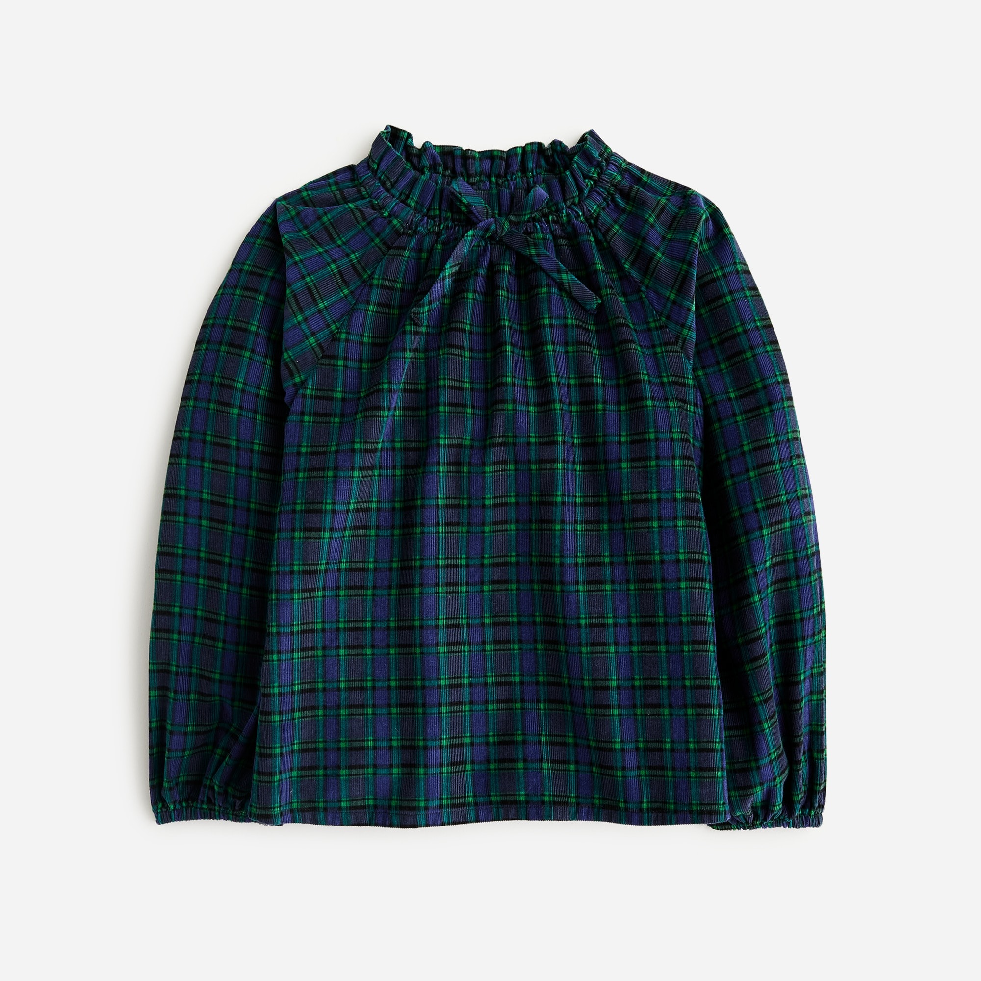  Girls' ruffleneck corduroy top in plaid