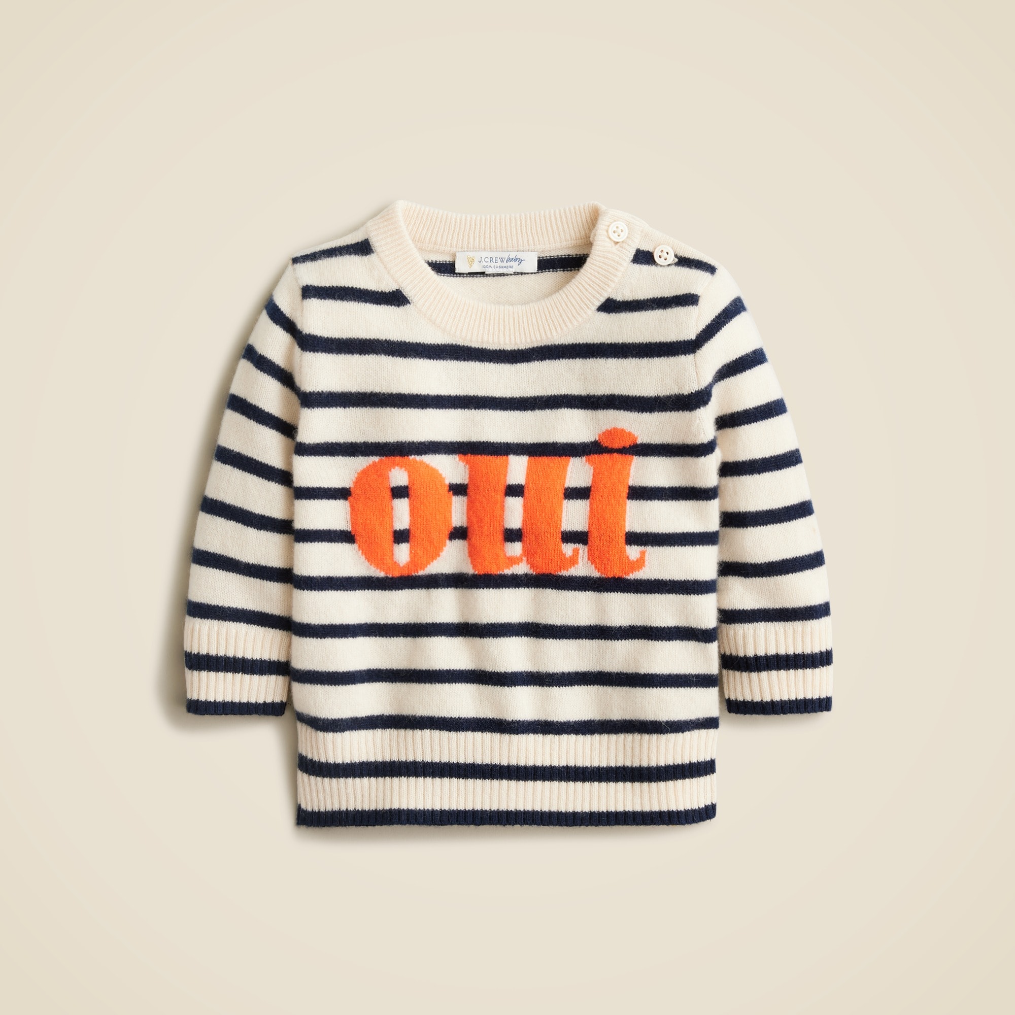 babys Limited-edition baby cashmere &quot;oui&quot; crewneck sweater