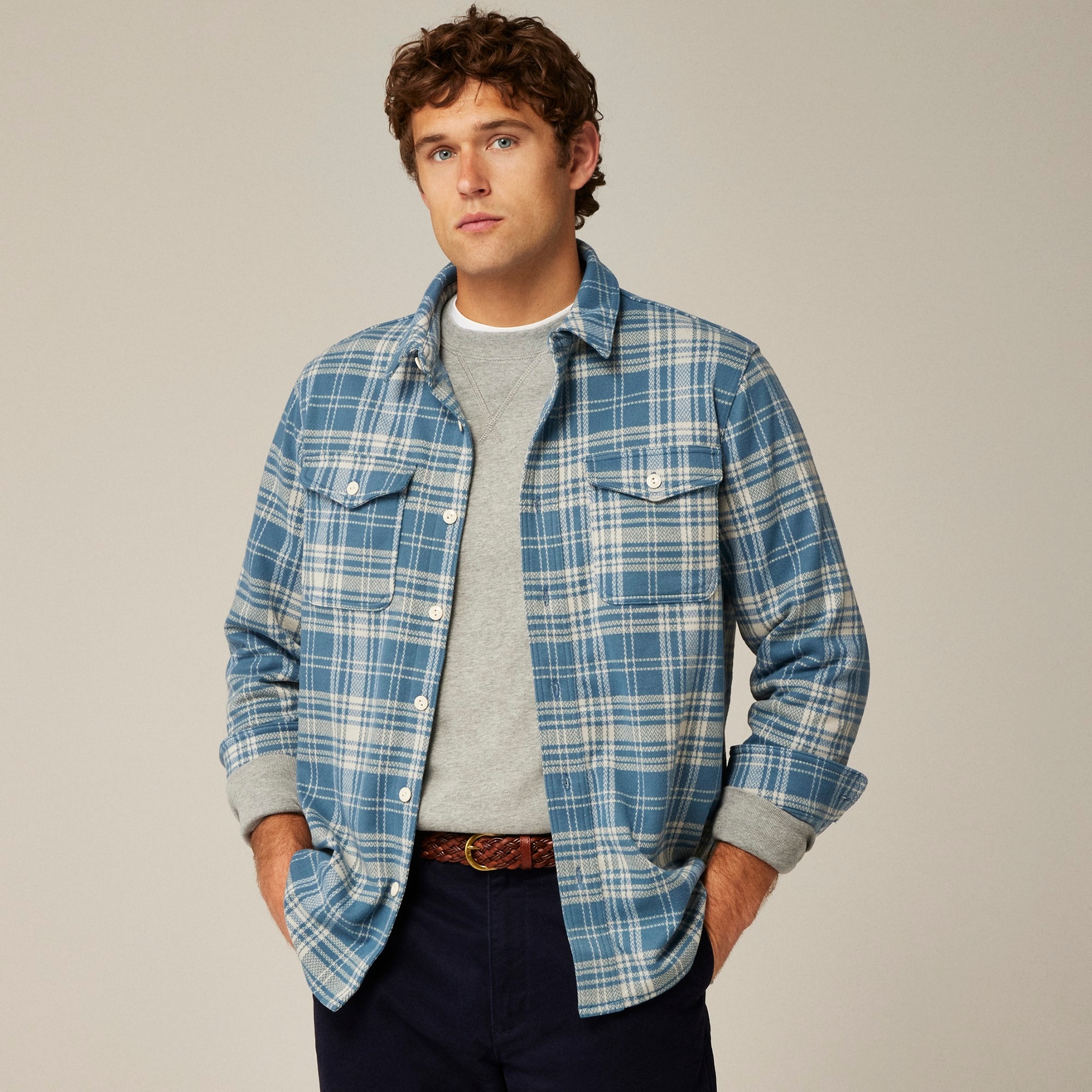 mens Seaboard soft-knit shirt in plaid