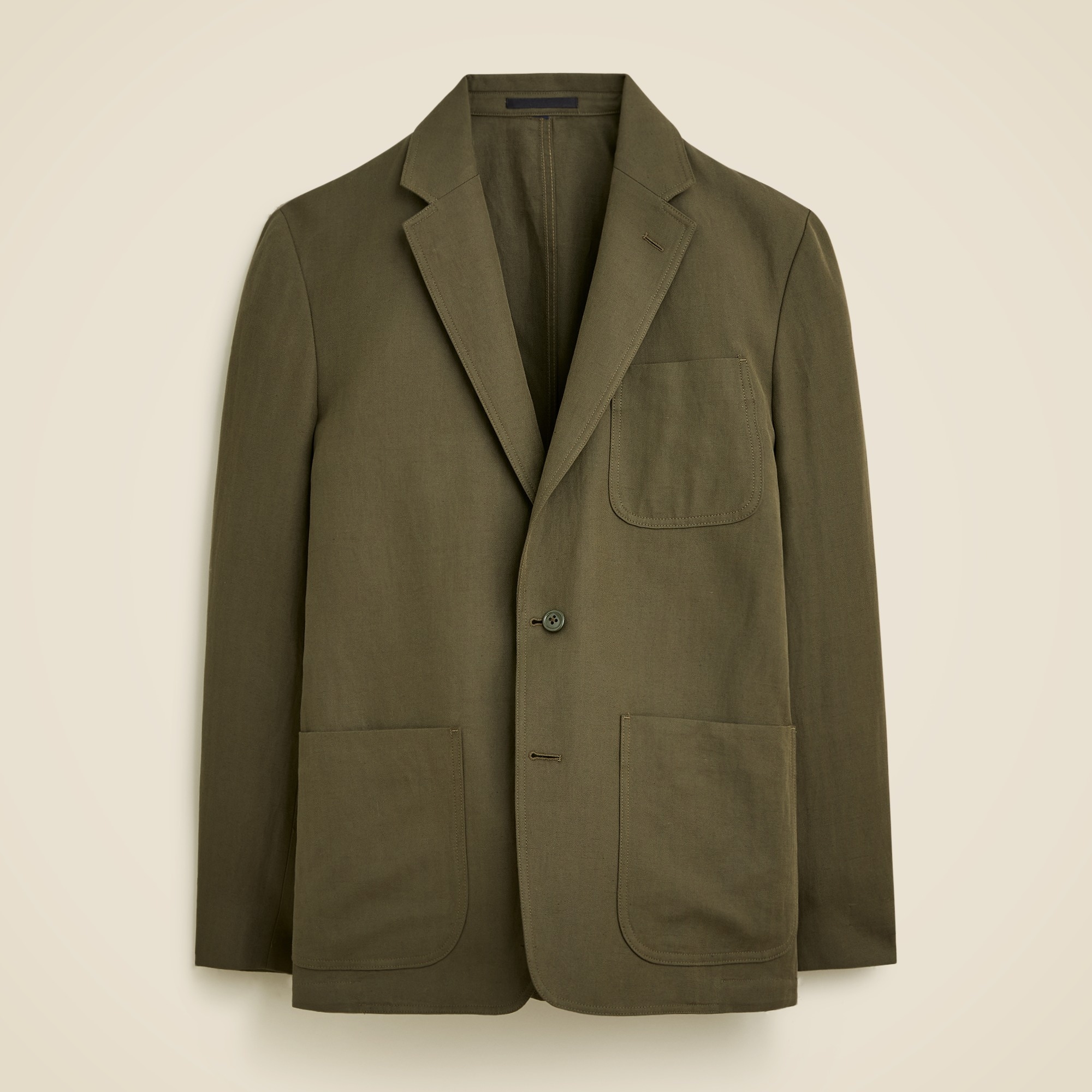  Kenmare Relaxed-fit unstructured suit jacket in cotton-linen blend herringbone