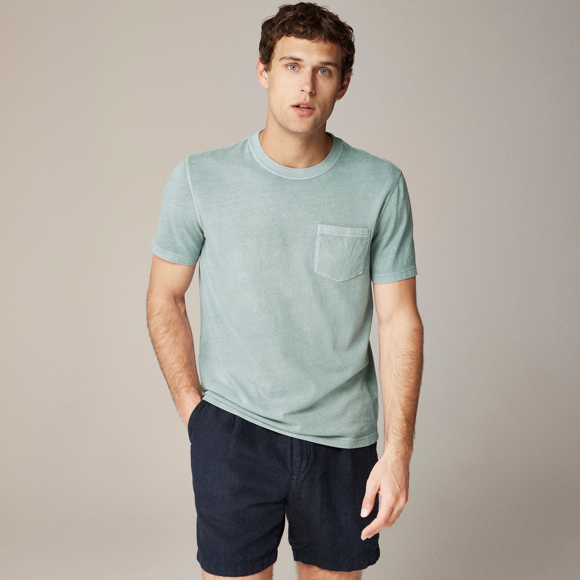 mens Vintage-wash cotton pocket T-shirt