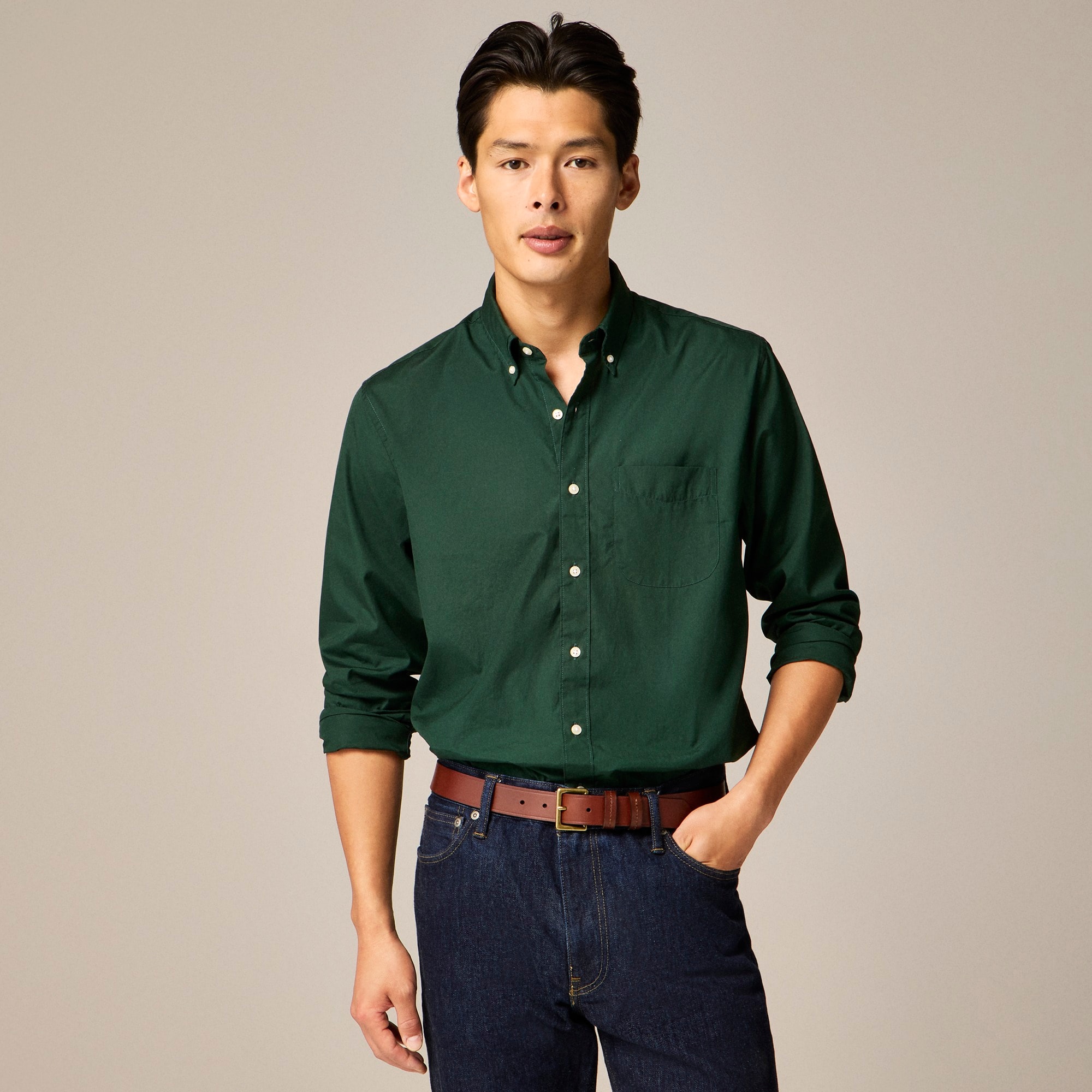 mens Slim Secret Wash cotton poplin shirt