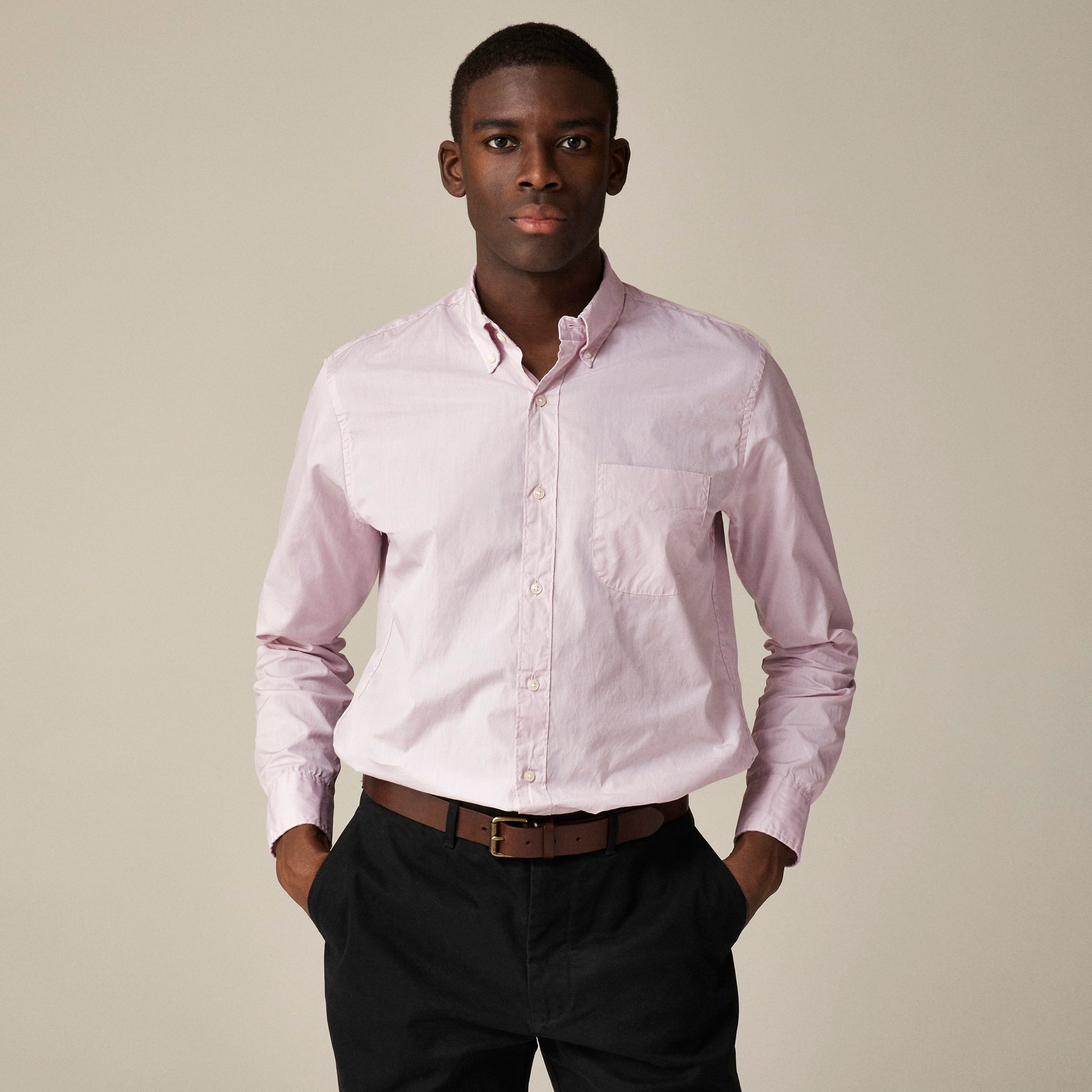 mens Slim Secret Wash cotton poplin shirt