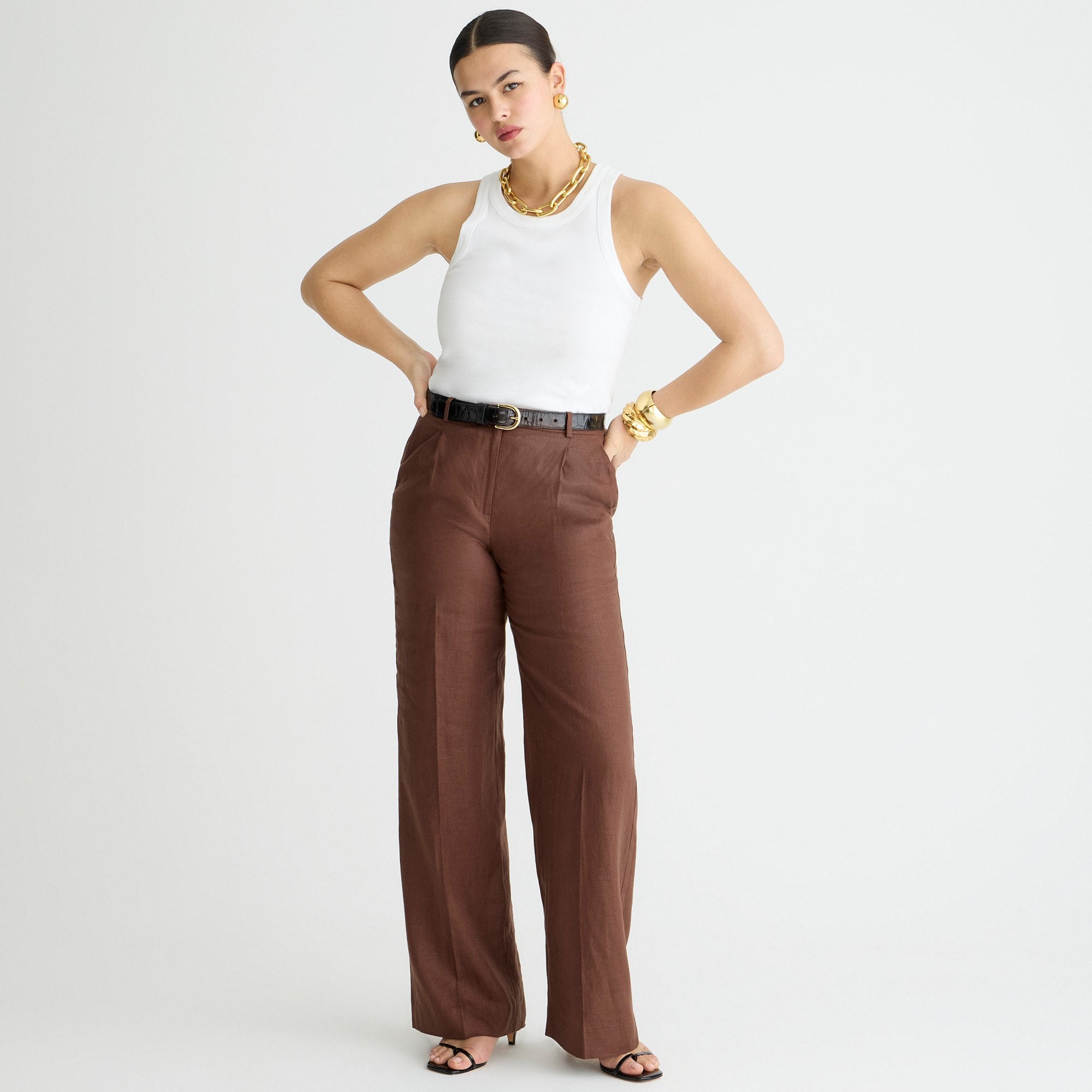 womens Tall wide-leg essential pant in linen