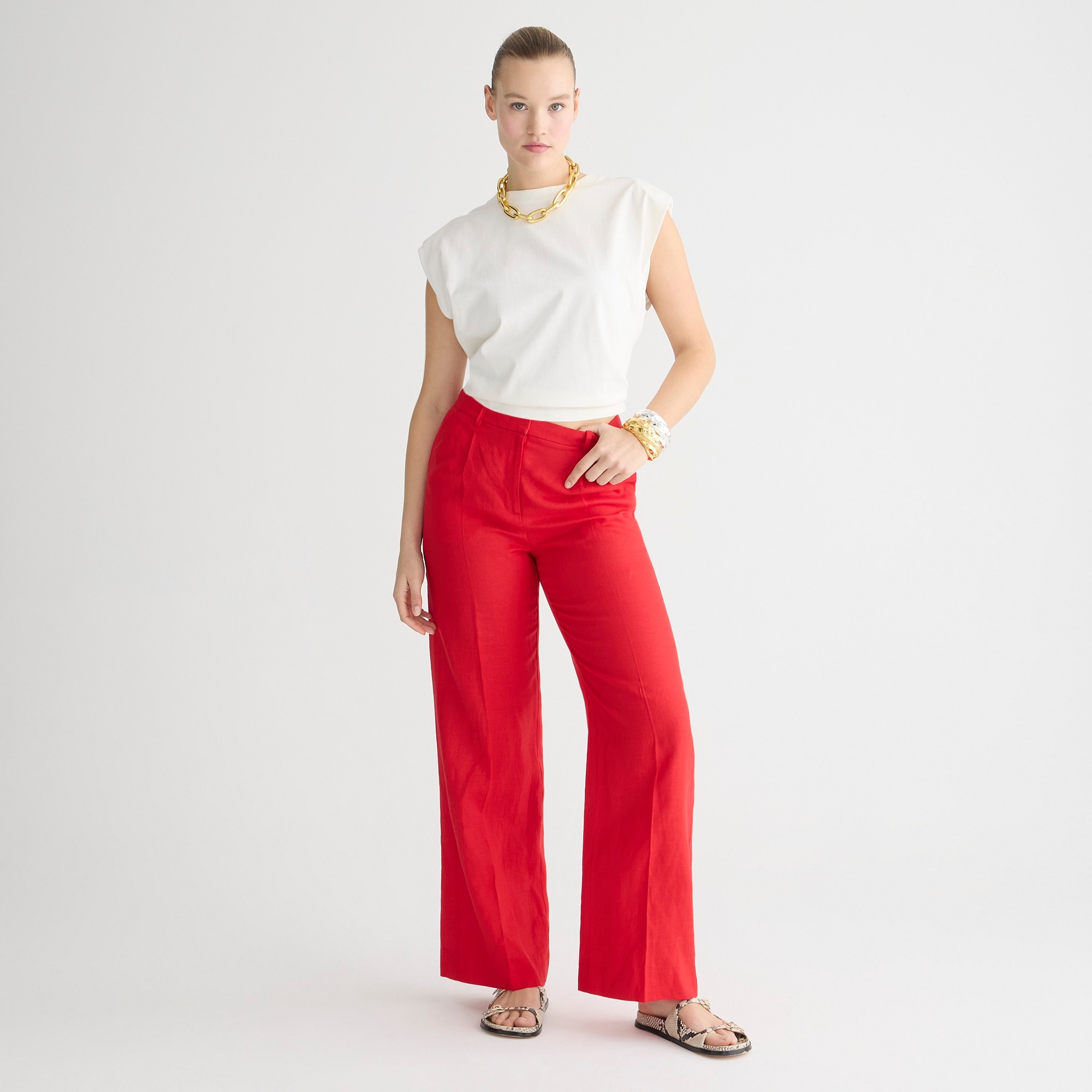 womens Wide-leg essential pant in linen