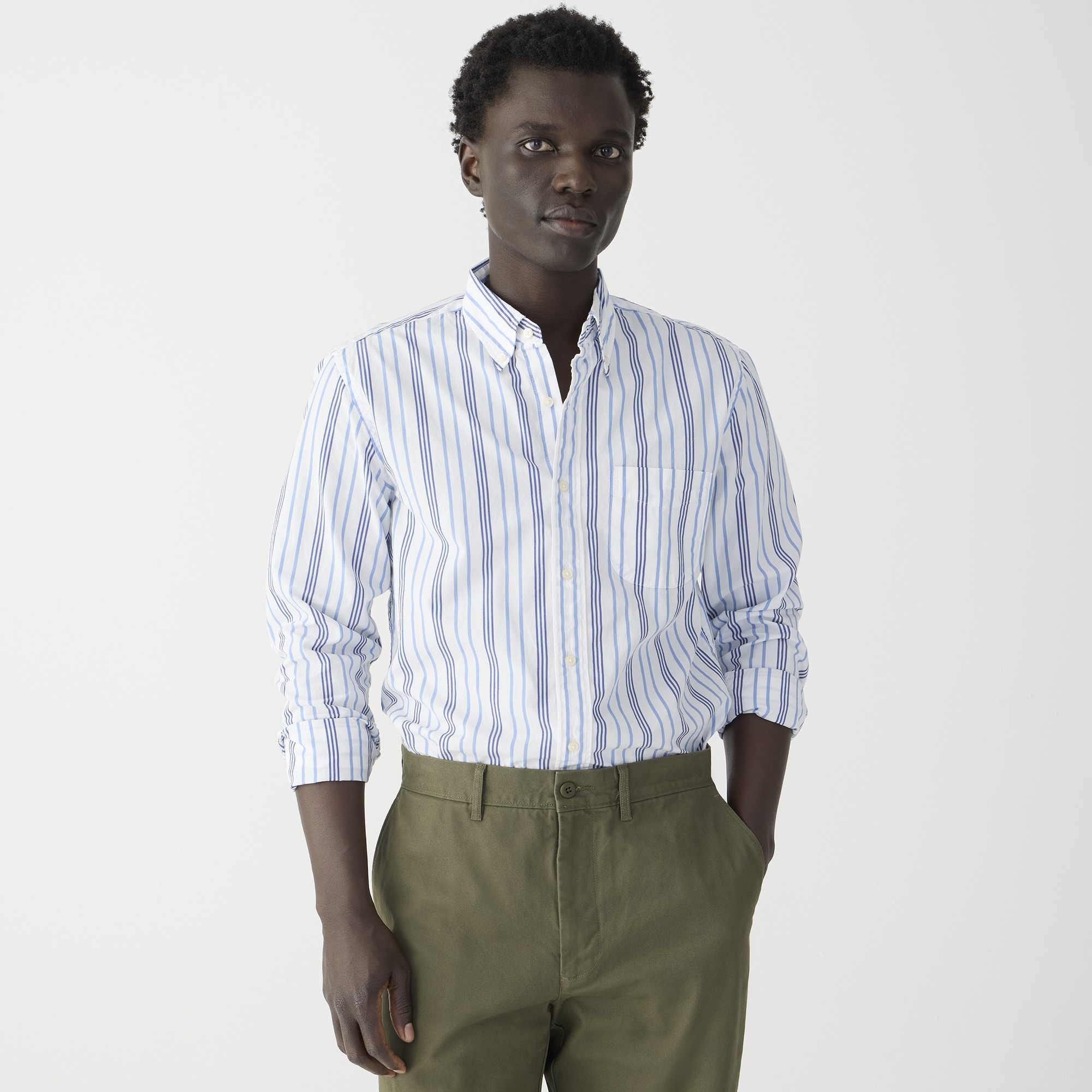  Secret Wash cotton poplin shirt in stripe