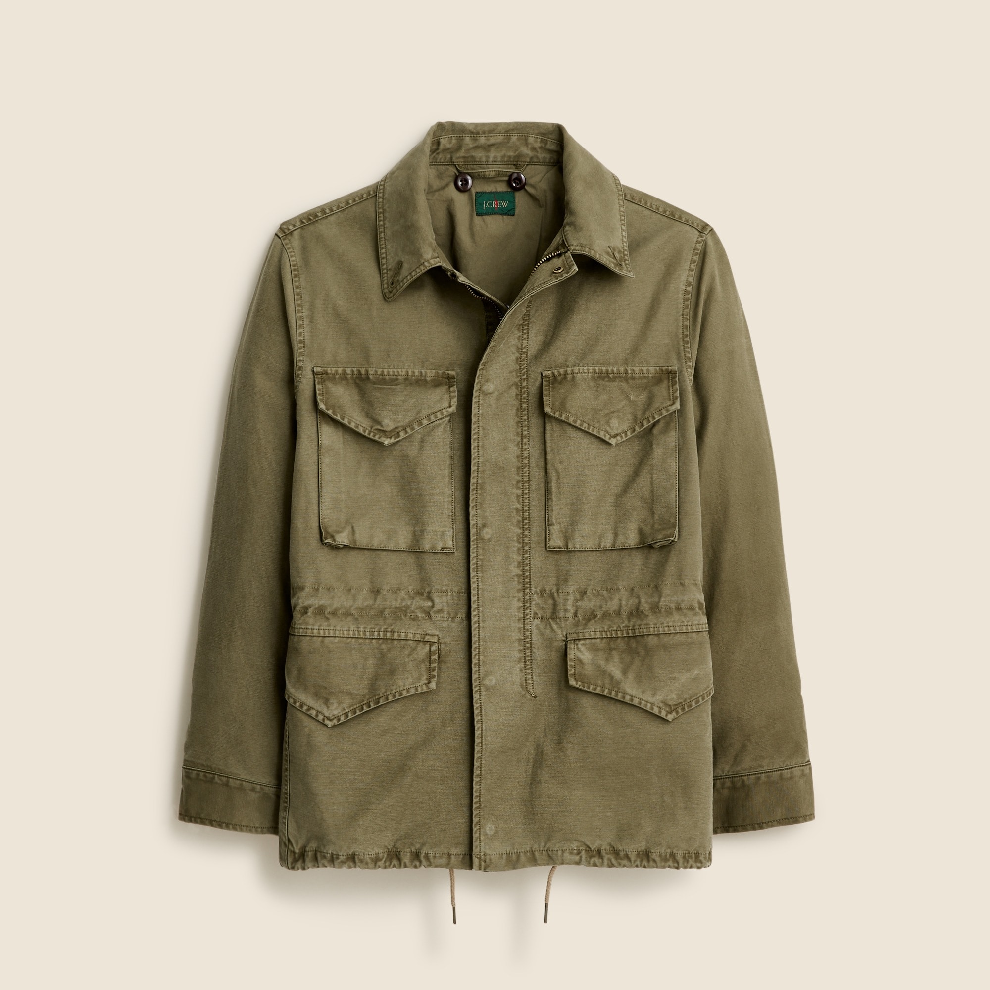 mens Garment-dyed field jacket in reverse cotton sateen