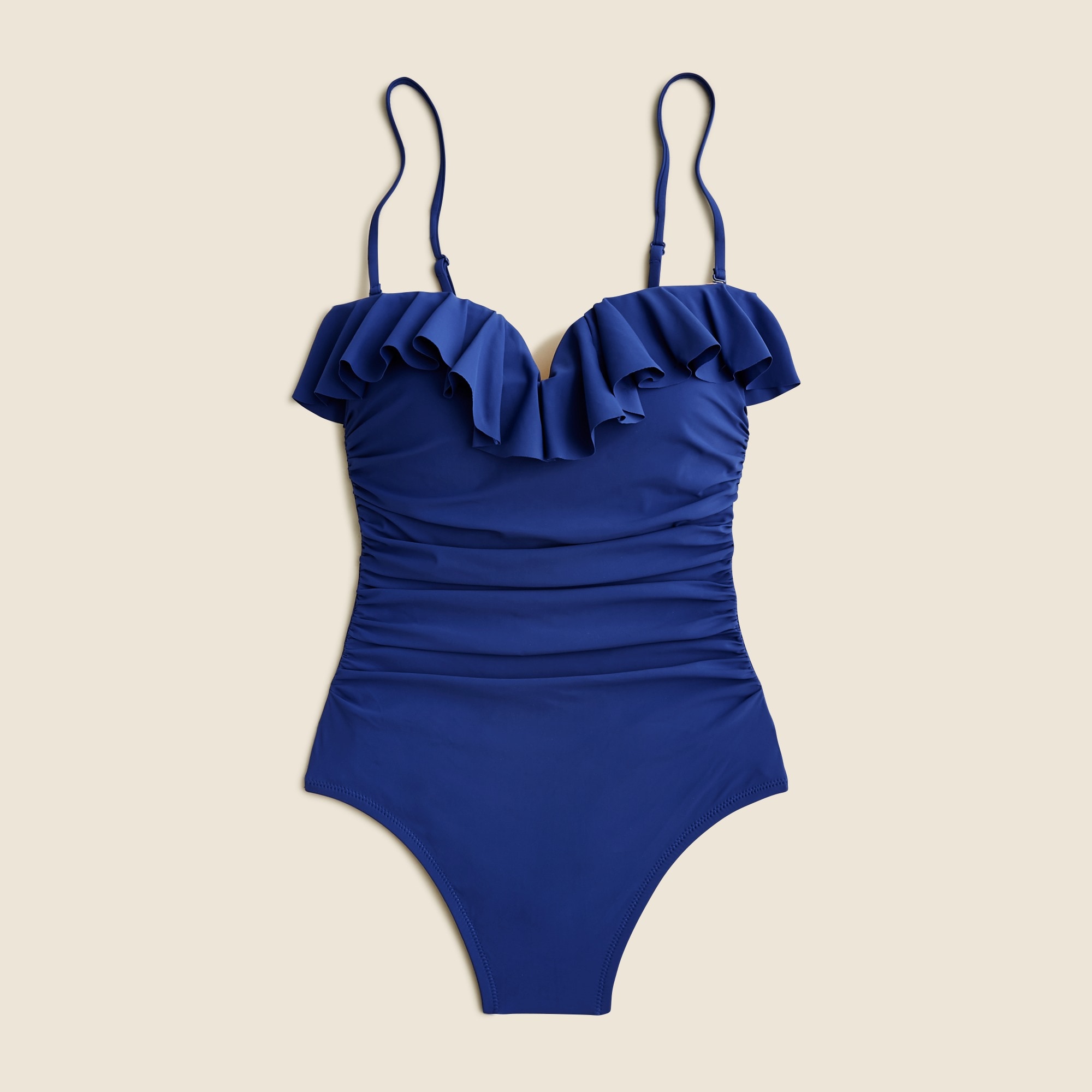  Matte ruched one-piece swimsuit with ruffles