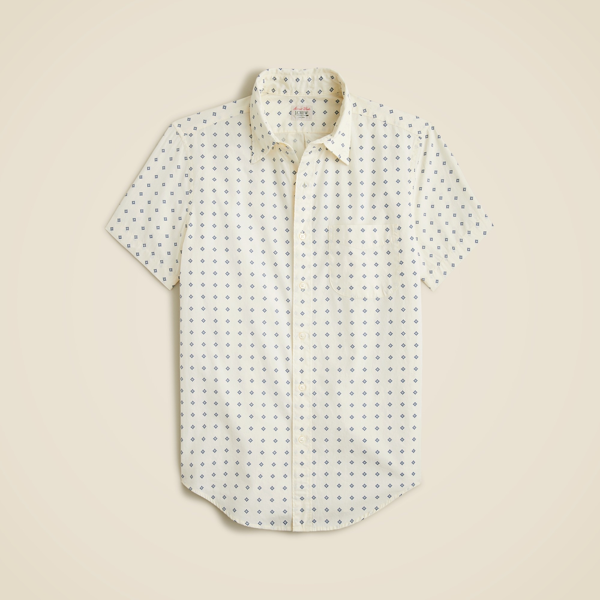  Slim short-sleeve Secret Wash cotton poplin shirt with point collar