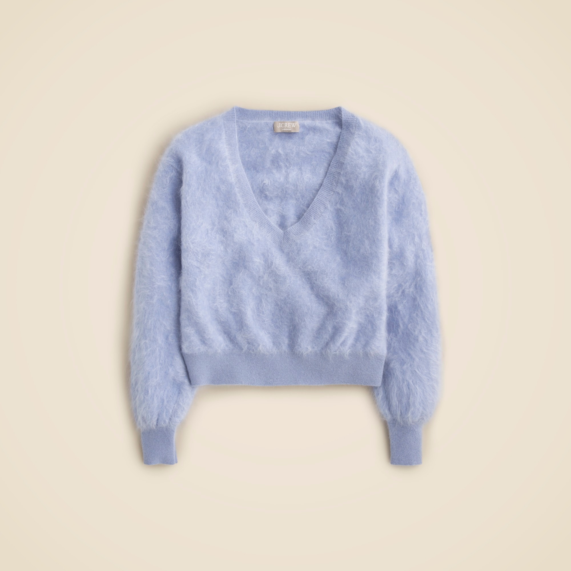  Brushed cashmere cropped V-neck sweater