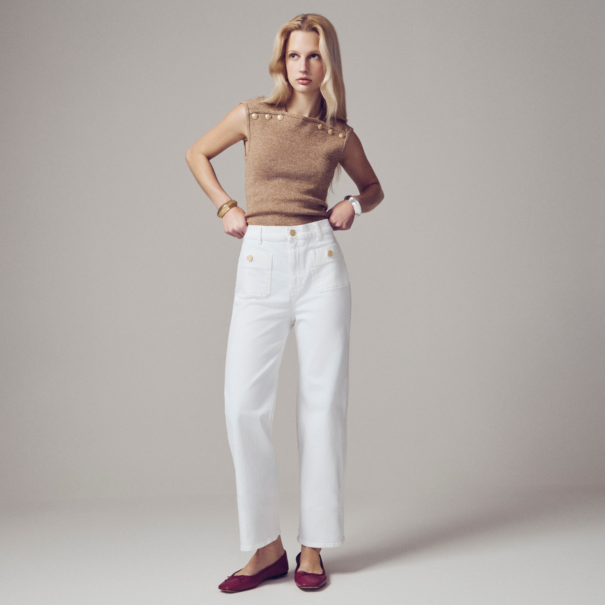  Sailor slim wide-leg jean in white