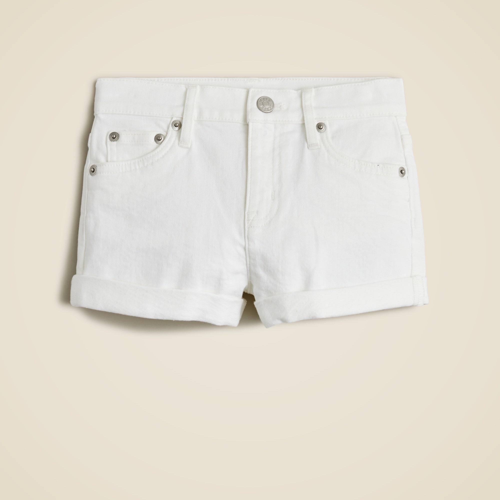  Girls' cuffed denim short in white