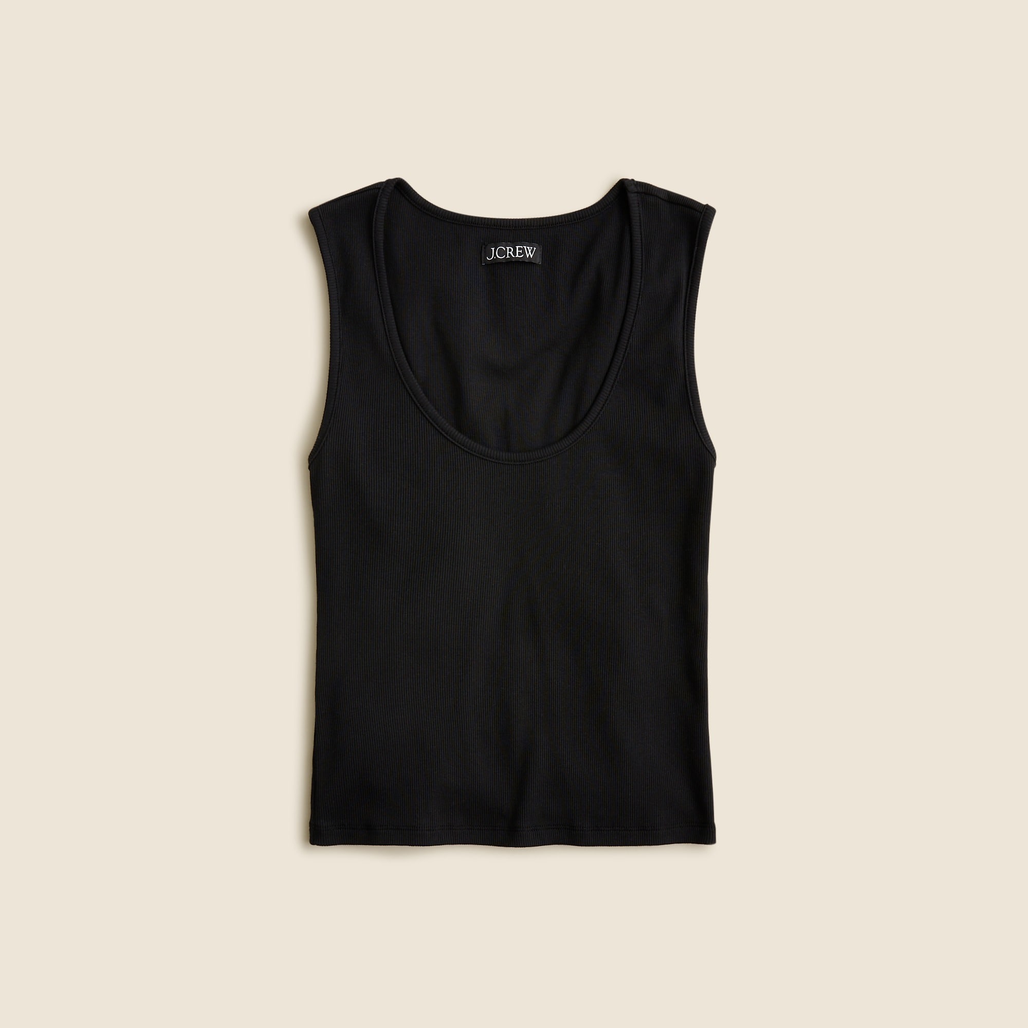 womens Cropped fine rib scoopneck tank top