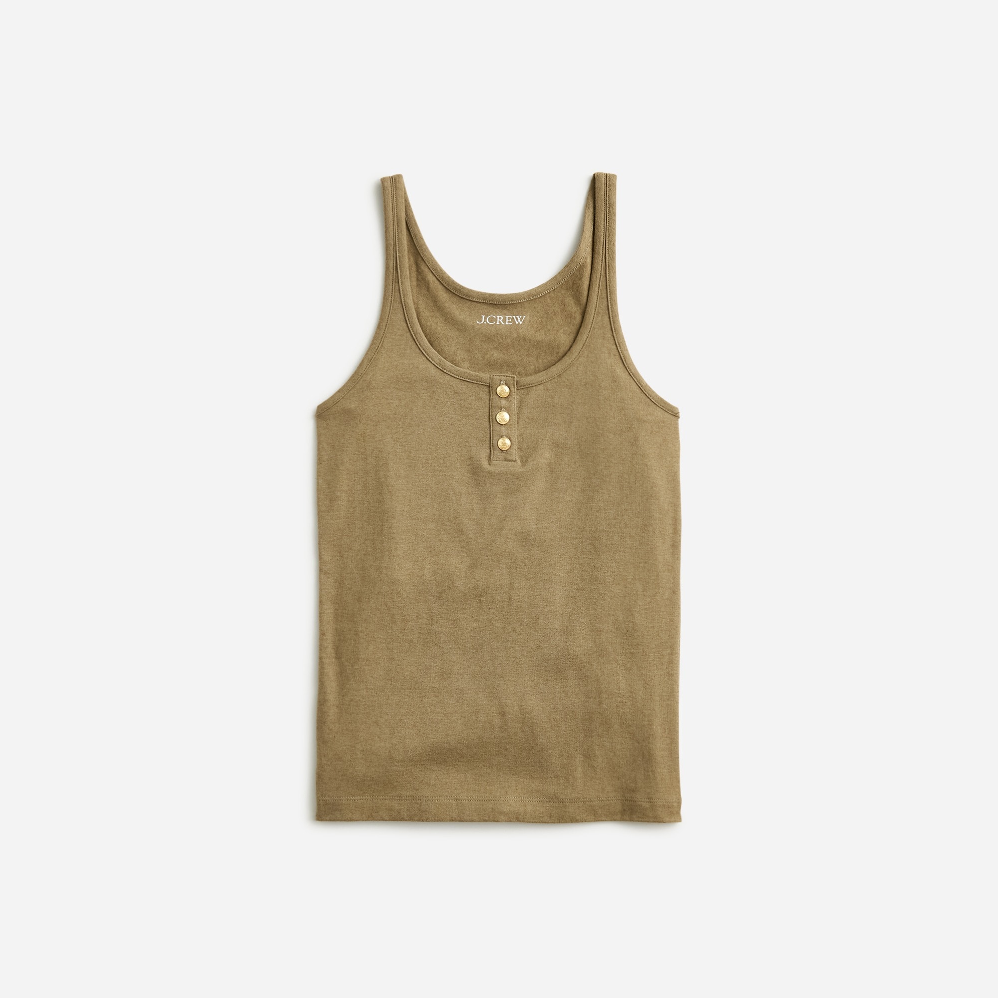  Henley tank top in stretch linen blend