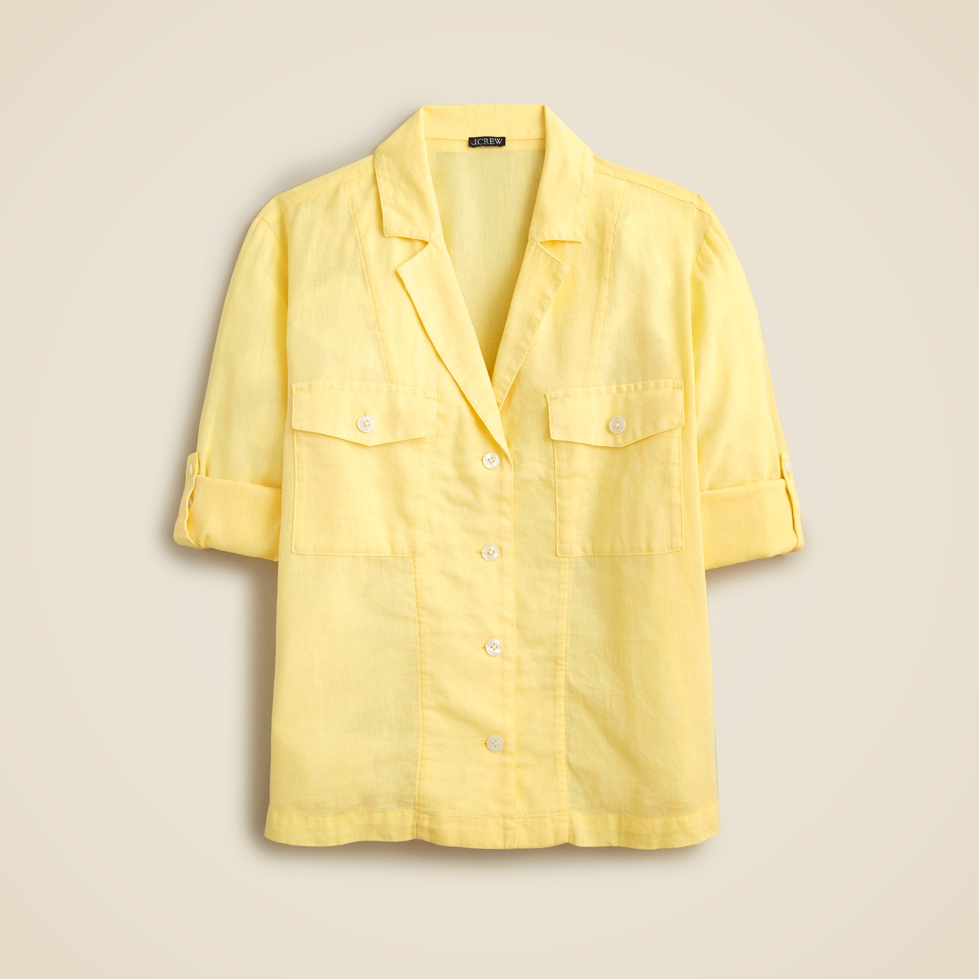  Camp-collar shirt in featherweight linen blend