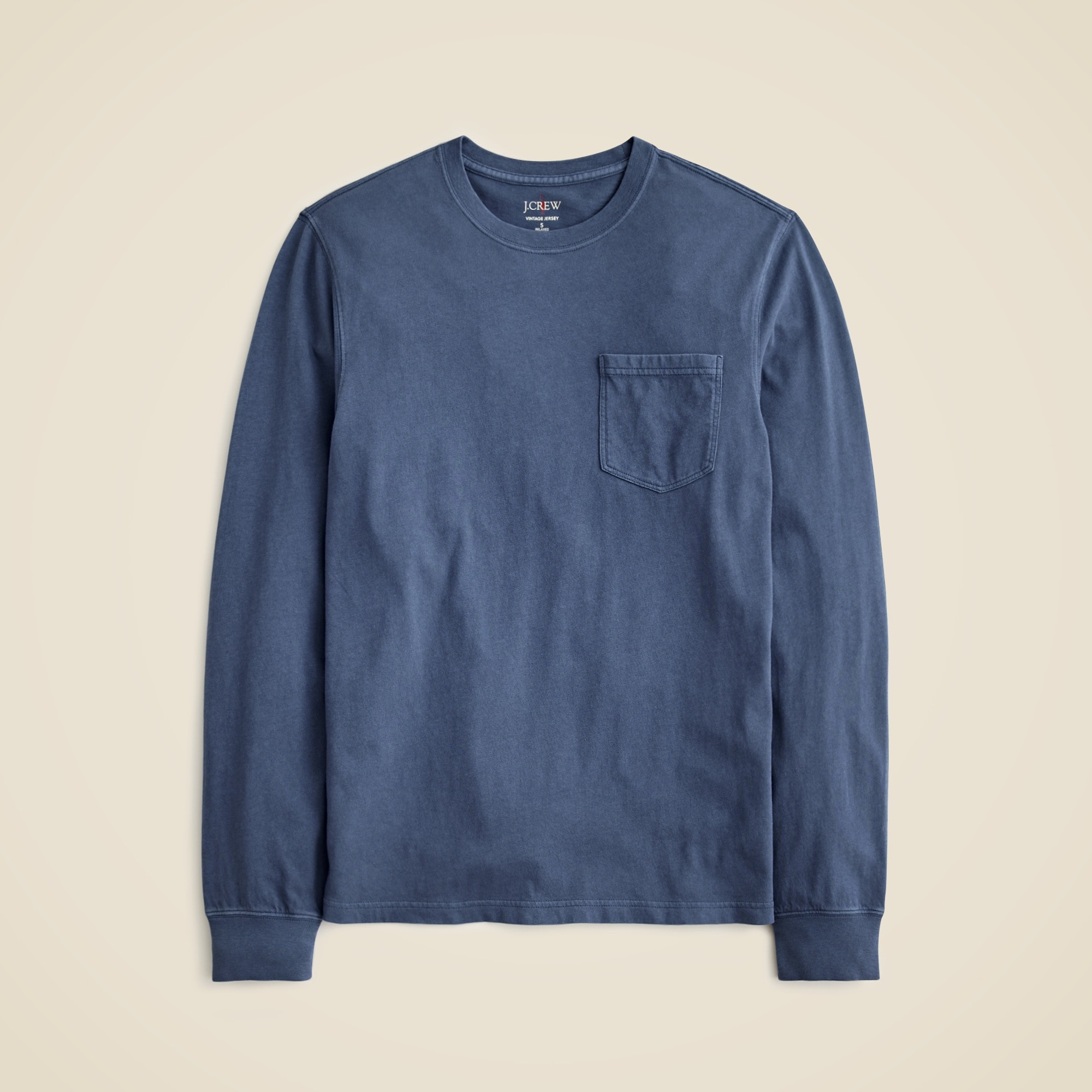 mens Long-sleeve vintage-wash cotton pocket T-shirt