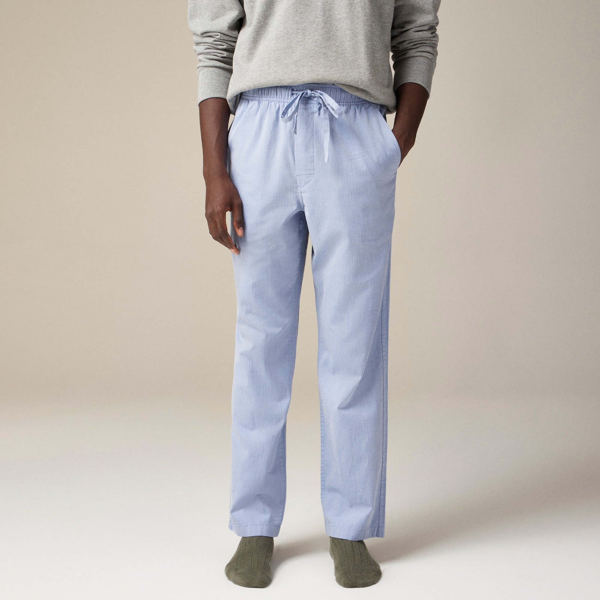 mens Pajama pant in cotton herringbone