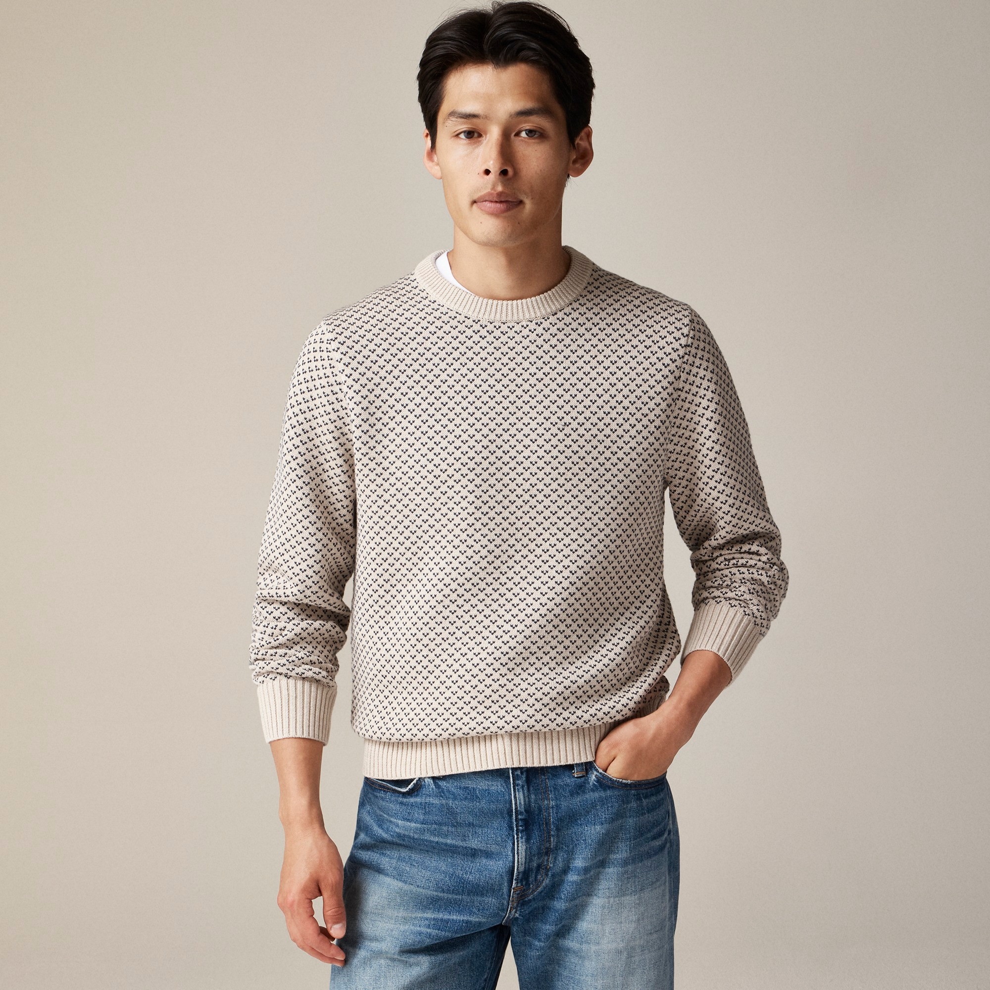 mens Heritage cotton sweater in bird's-eye stitch