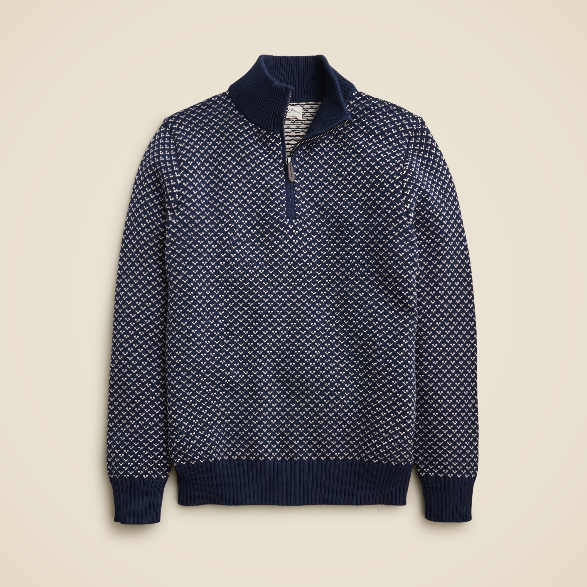 mens Heritage cotton half-zip sweater in bird's-eye stitch