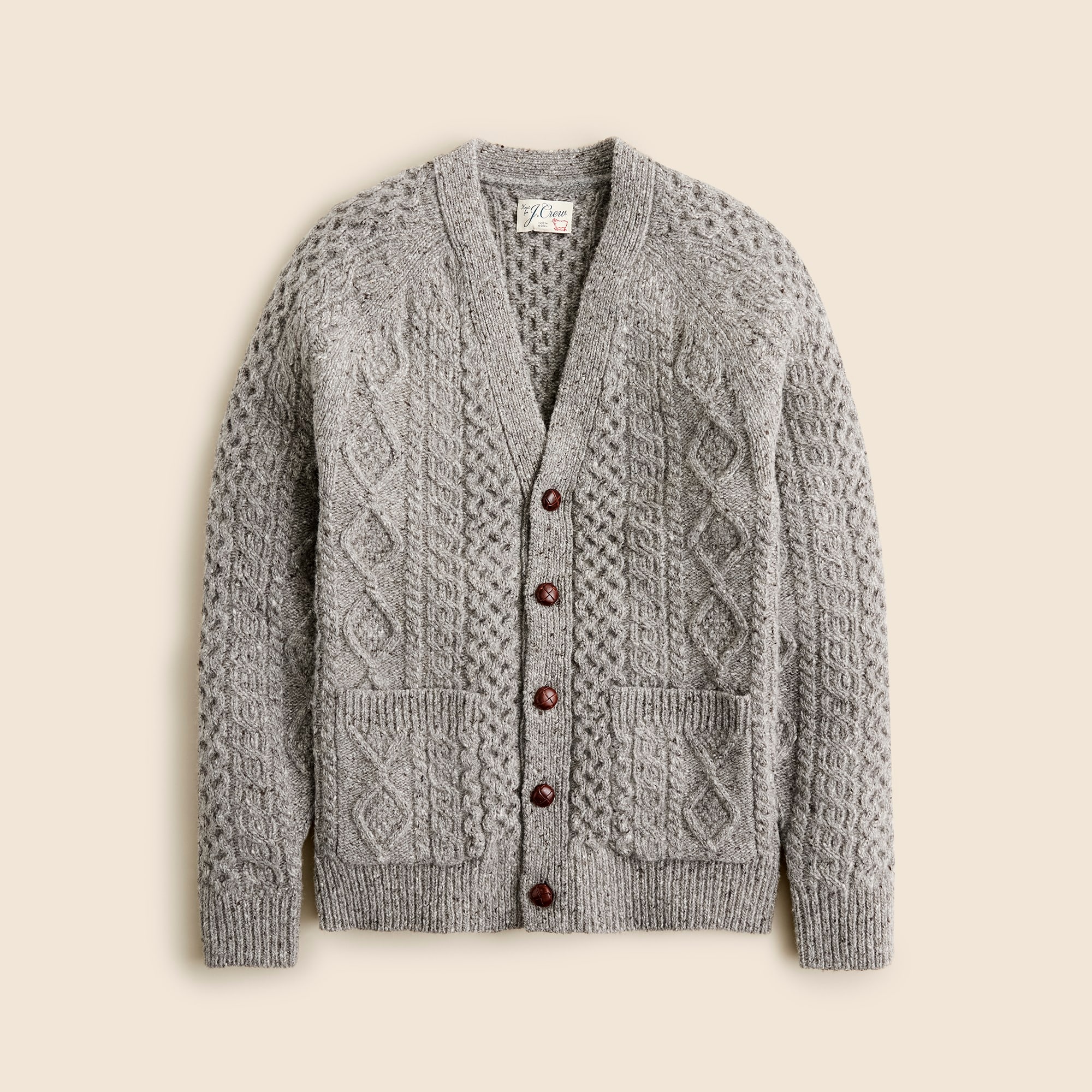 mens Merino wool cable-knit cardigan sweater