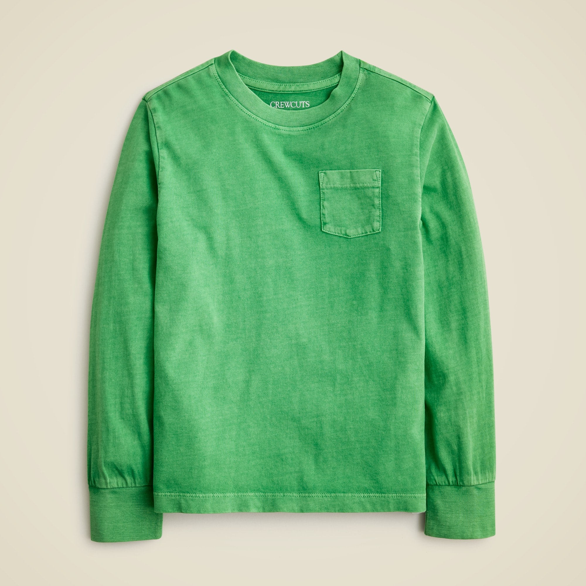 boys Kids' long-sleeve garment-dyed pocket T-shirt in broken-in-jersey