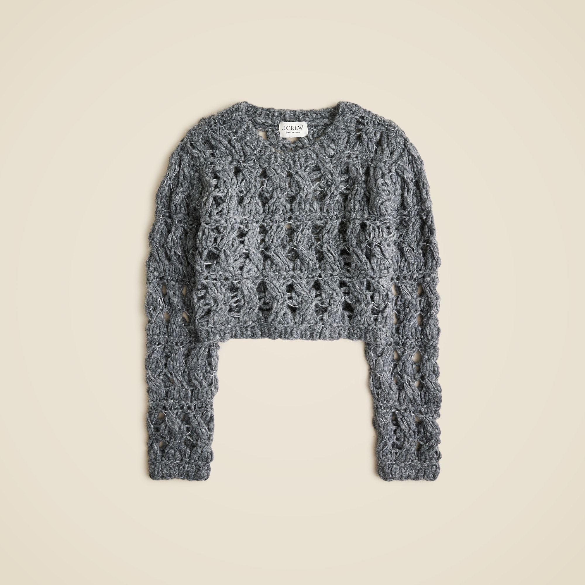  Collection open-weave cropped pullover sweater