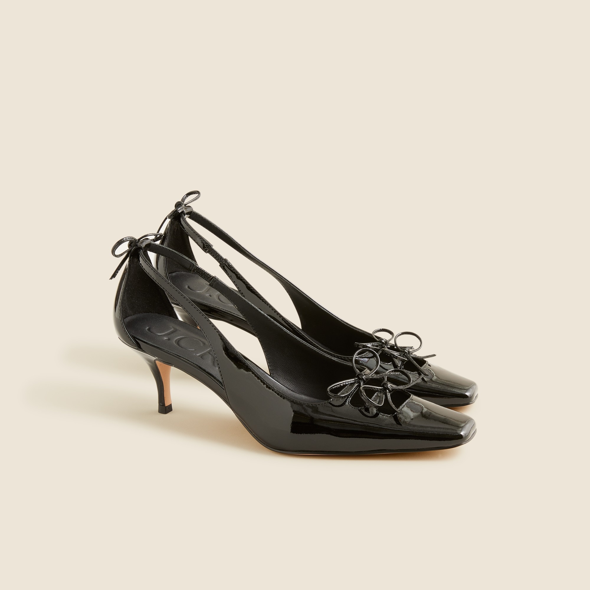 womens Leona slingback bow heels in patent leather