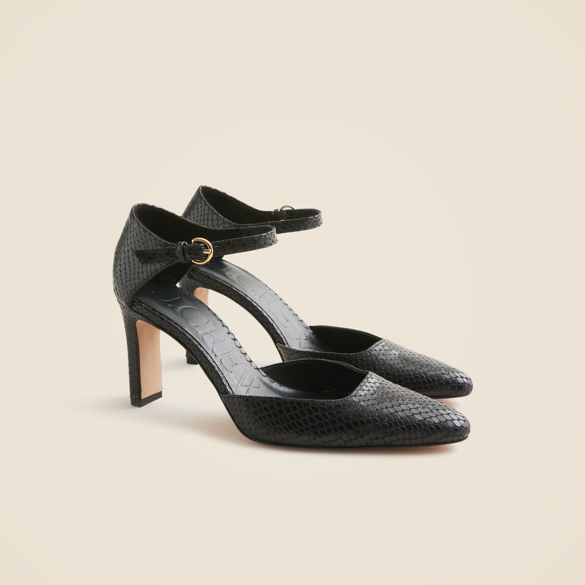 womens Made-in-Spain Jules pumps in snake-embossed leather