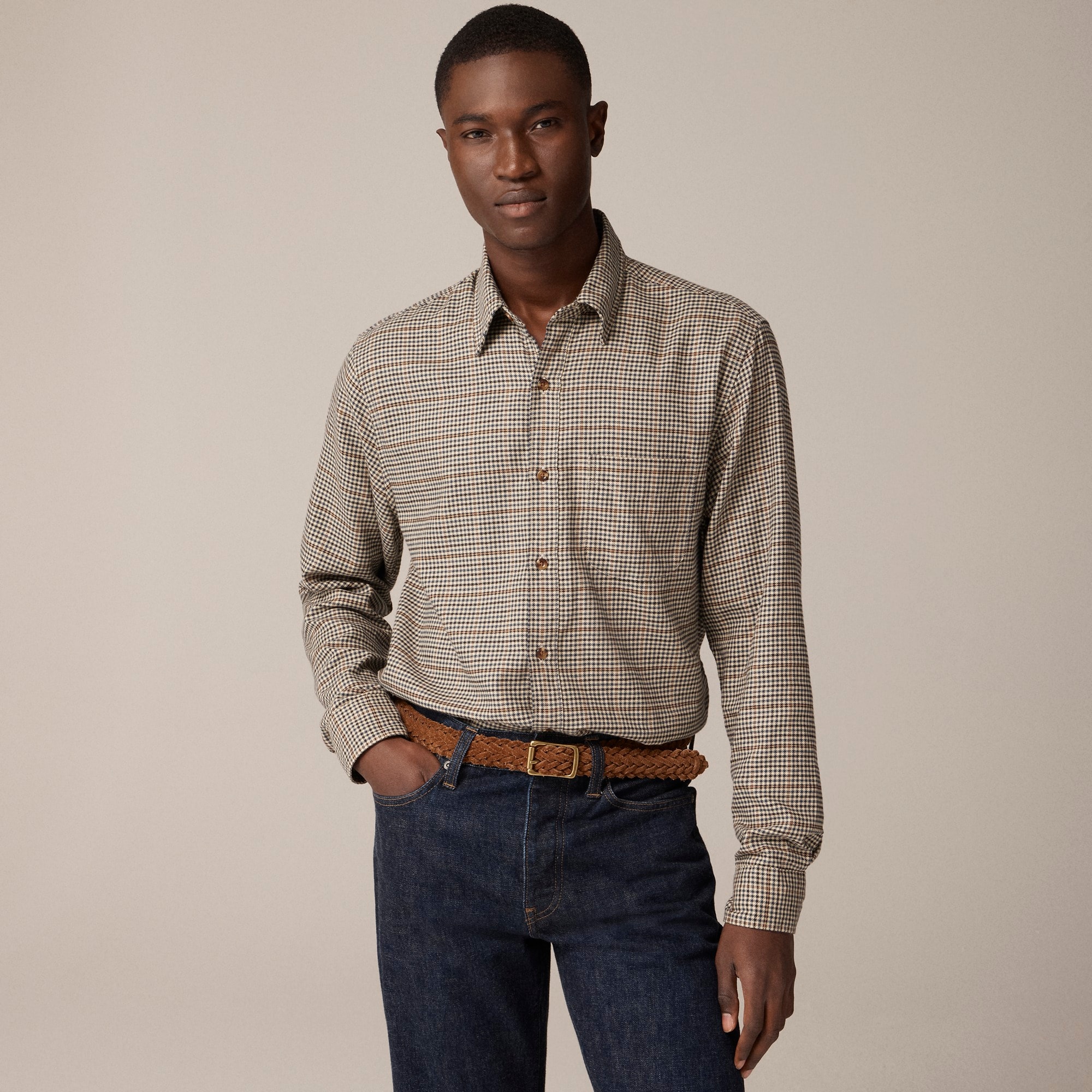 mens Cotton-cashmere blend shirt in check