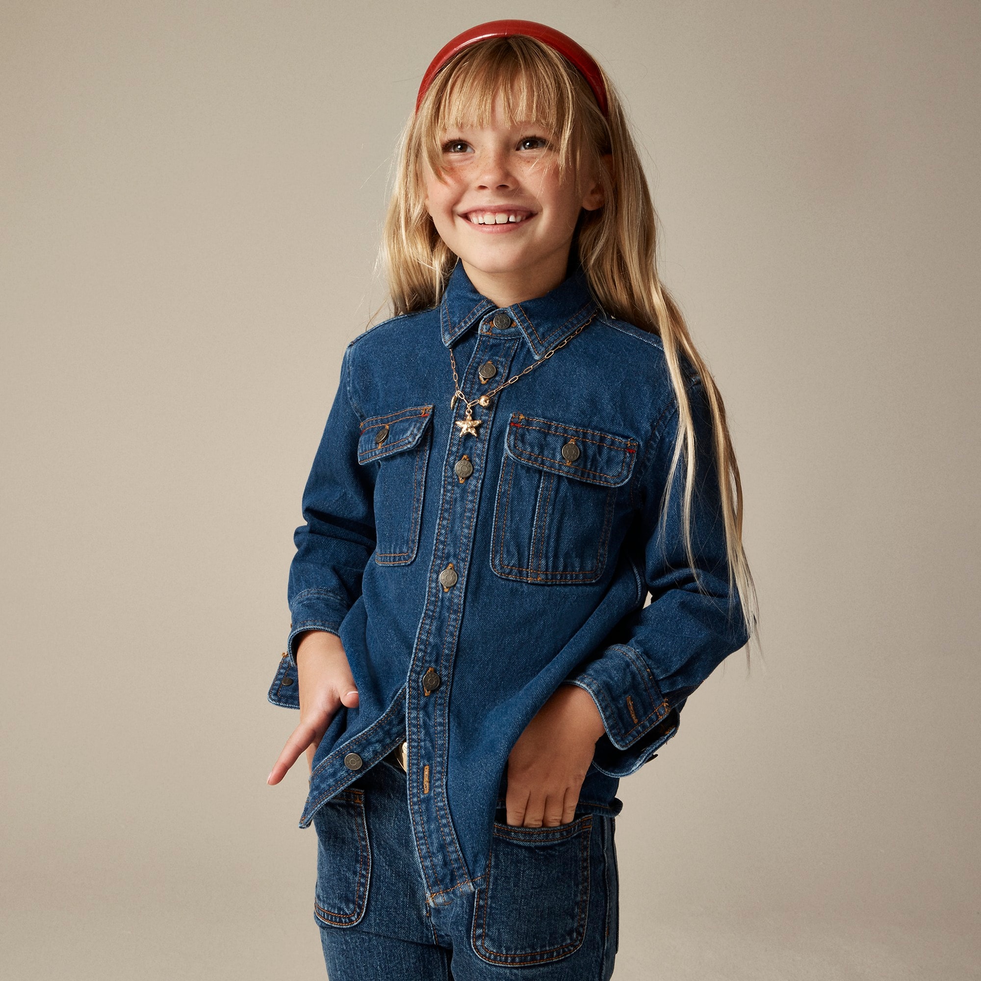 girls Kids' relaxed denim shirt-jacket