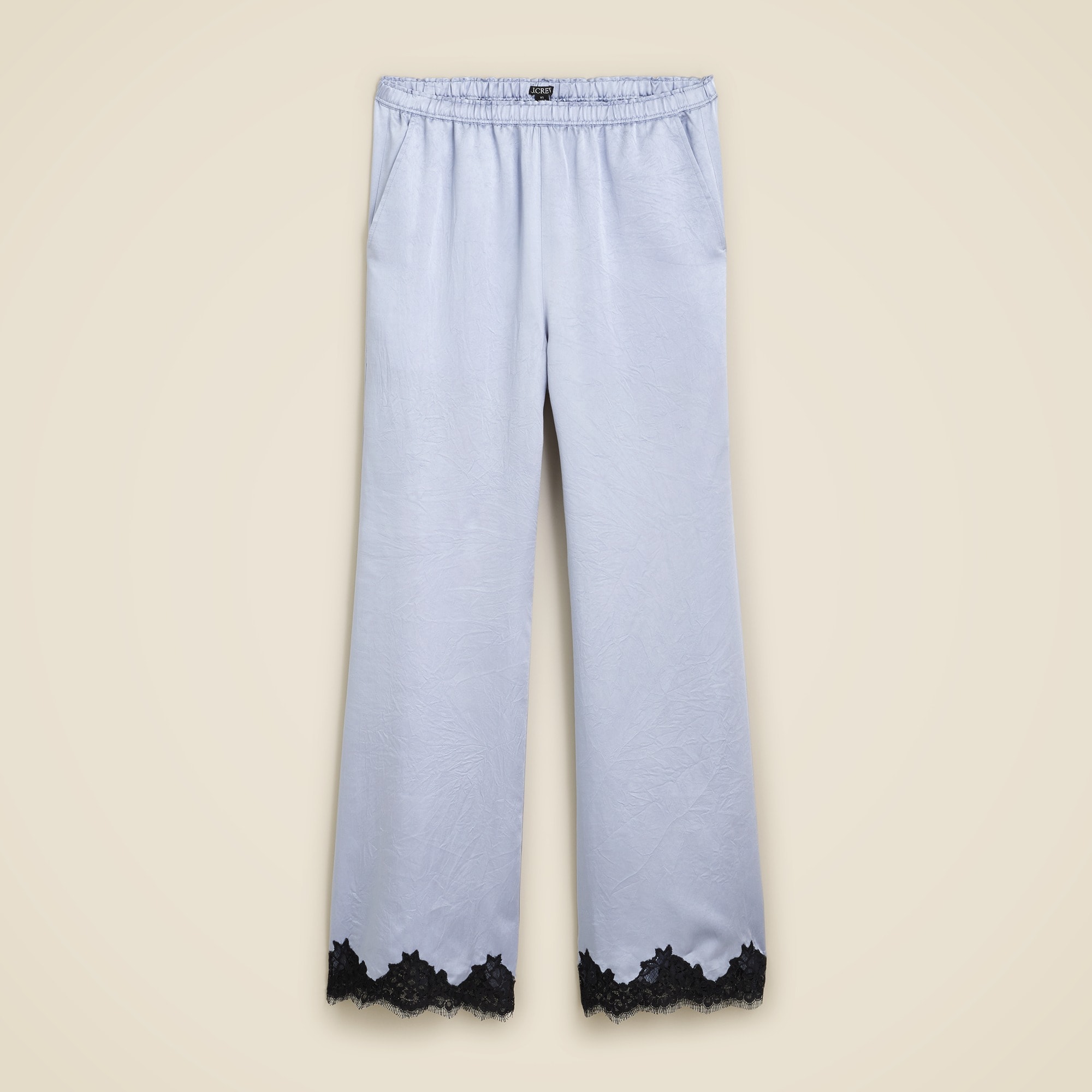 womens Stratus lace-trim pant in textured satin