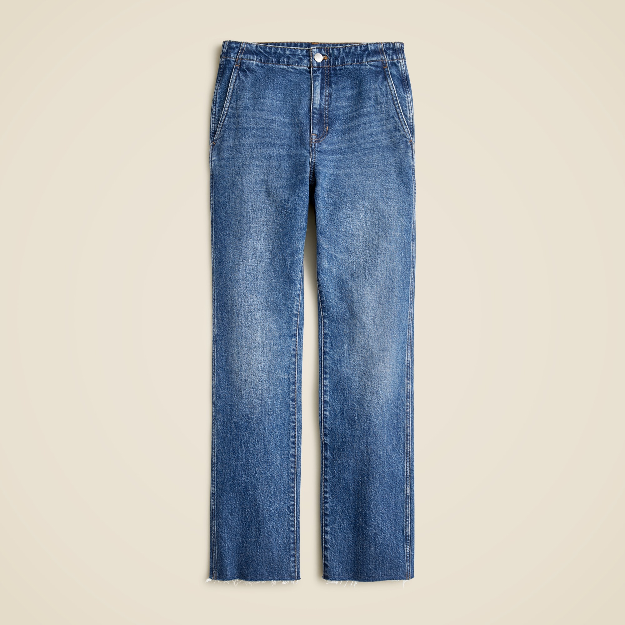  High-rise straight jean with slant pockets in 1996 semi-stretch