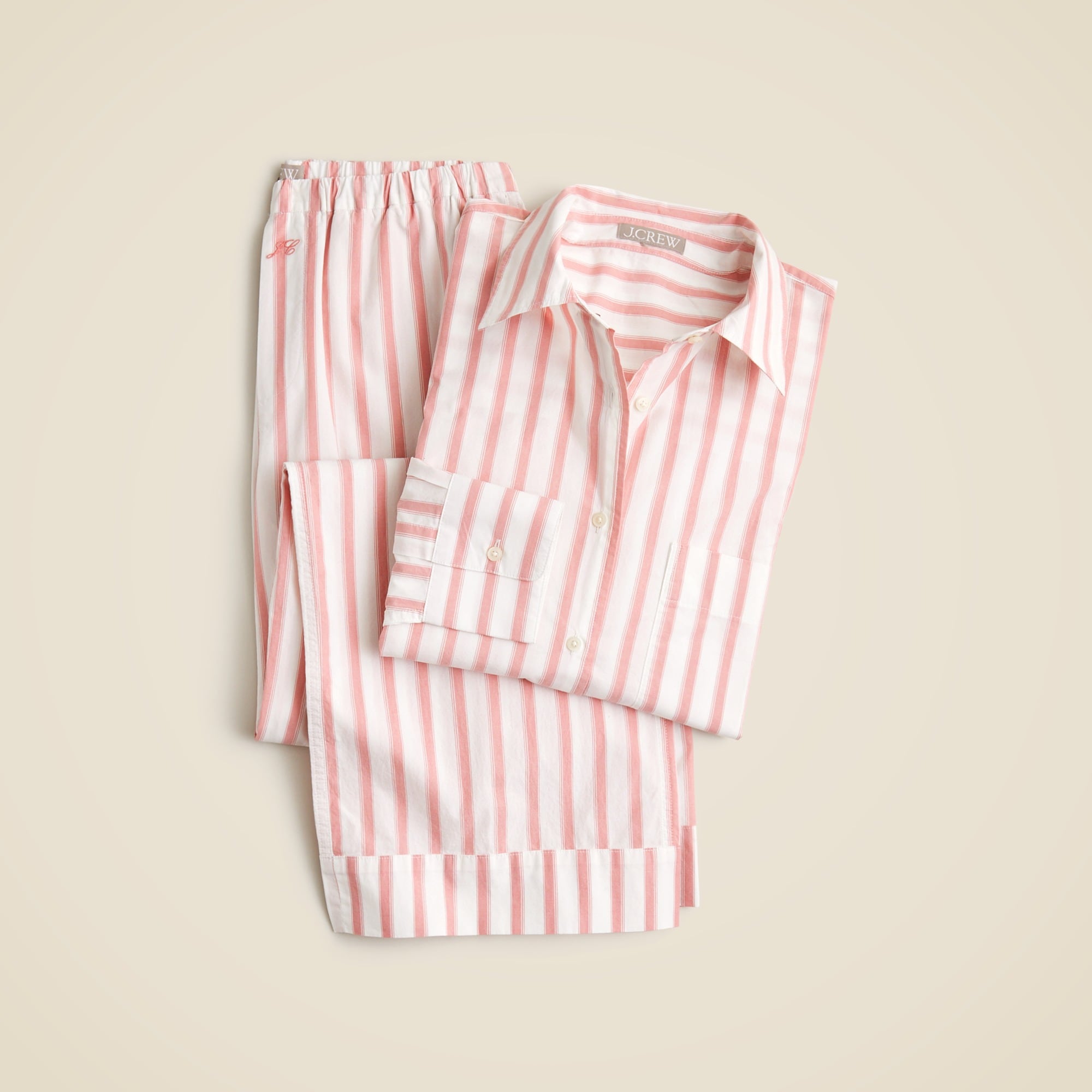  Relaxed cotton poplin pajama pant set in stripe