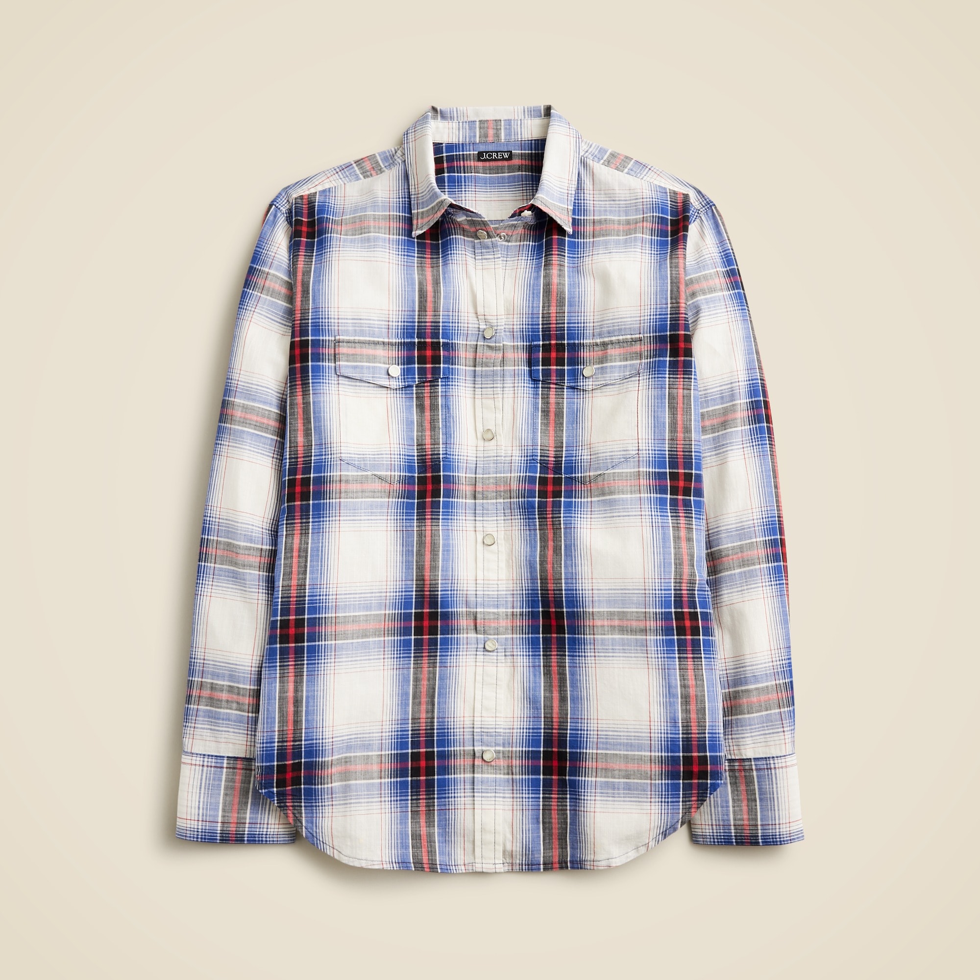  Western shirt in plaid cotton voile