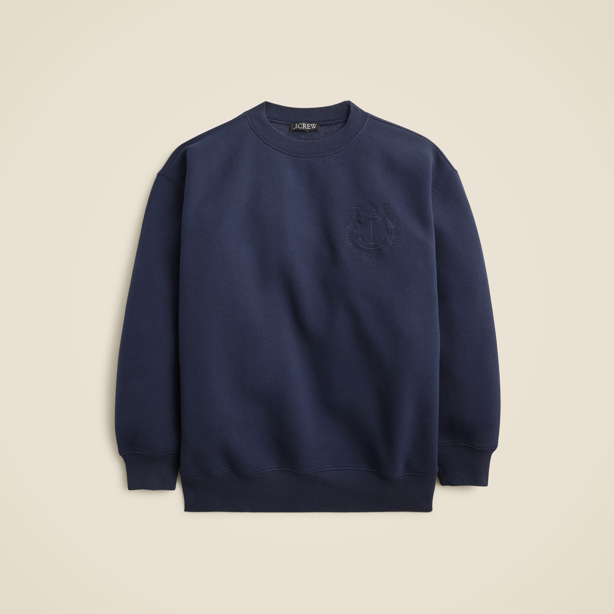  Heritage fleece relaxed crewneck sweatshirt with embroidered crest